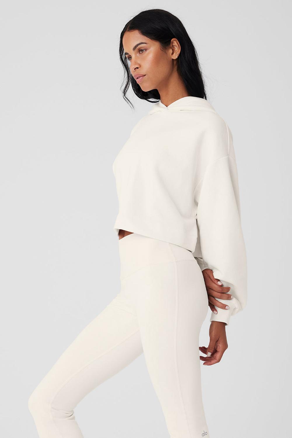 Alo Yoga Bae Donna Felpa con Cappuccio Ivory | Italia  ACT-025781