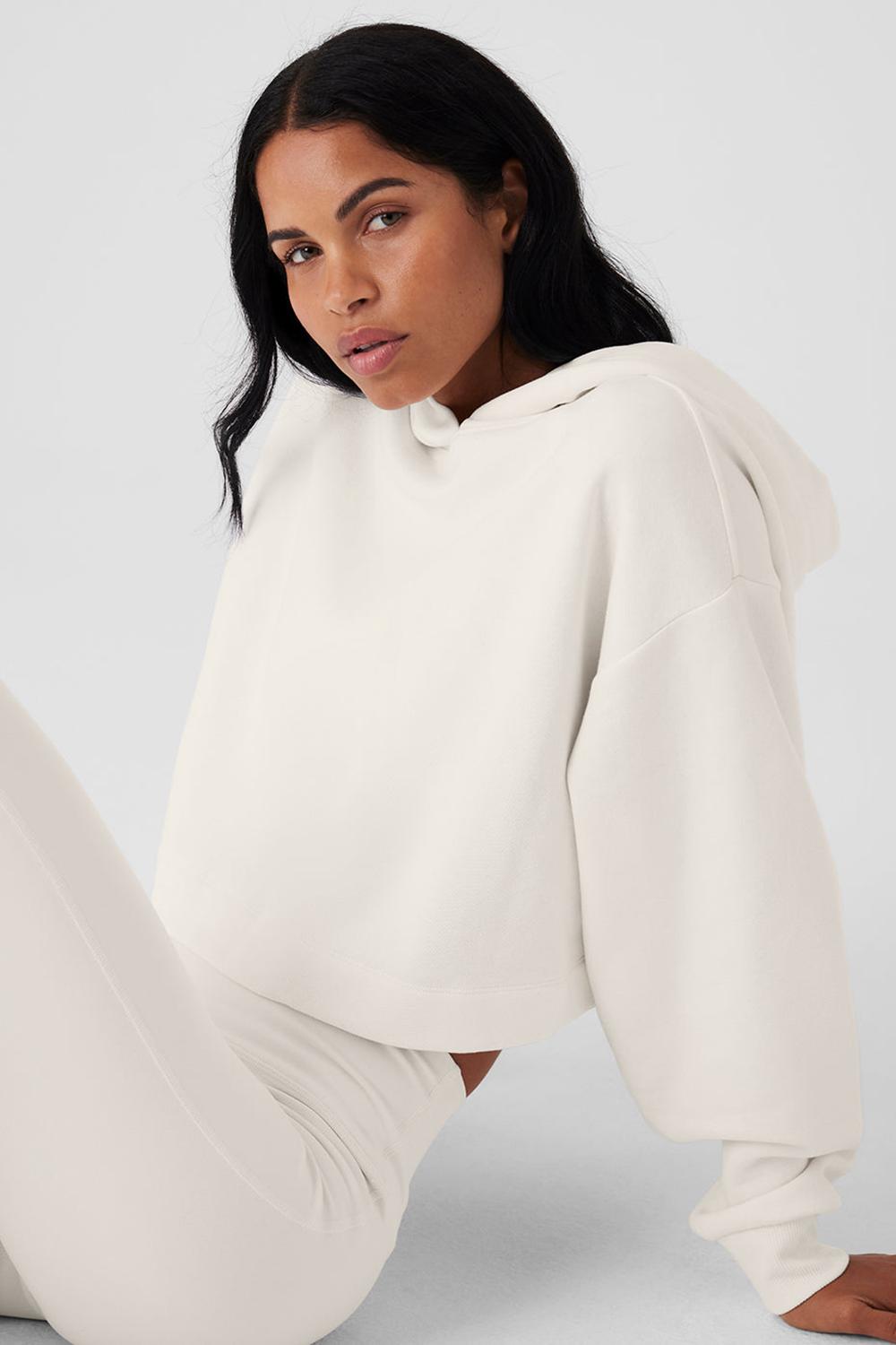 Alo Yoga Bae Donna Felpa con Cappuccio Ivory | Italia  ACT-025781