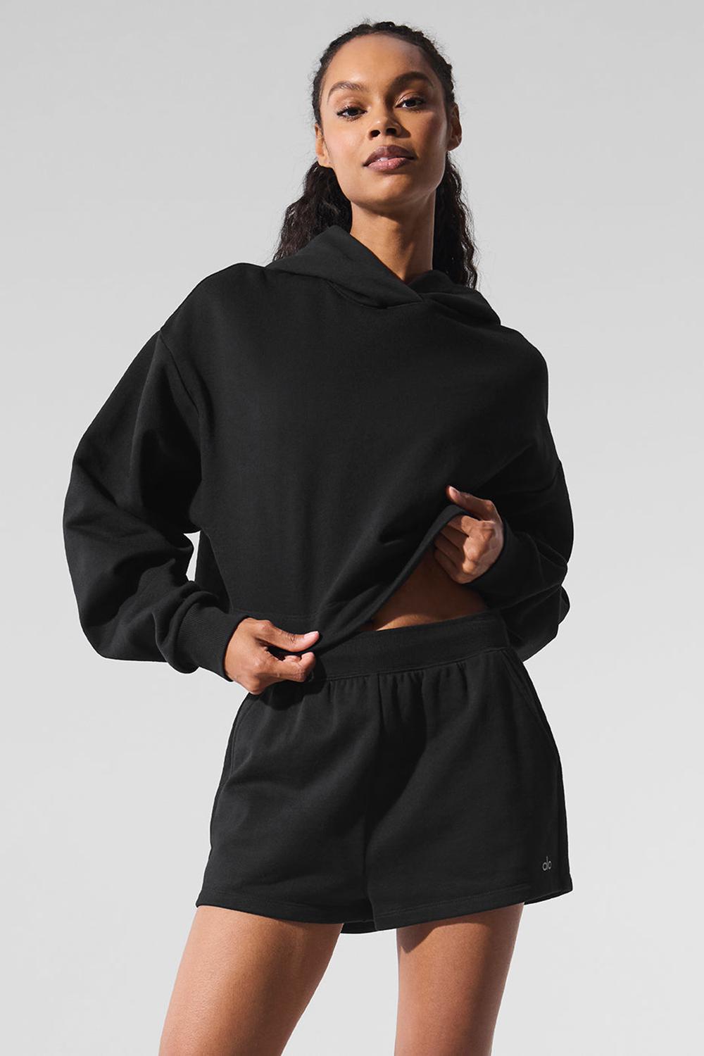 Alo Yoga Bae Donna Felpa con Cappuccio Nere | Italia  BOD-156348