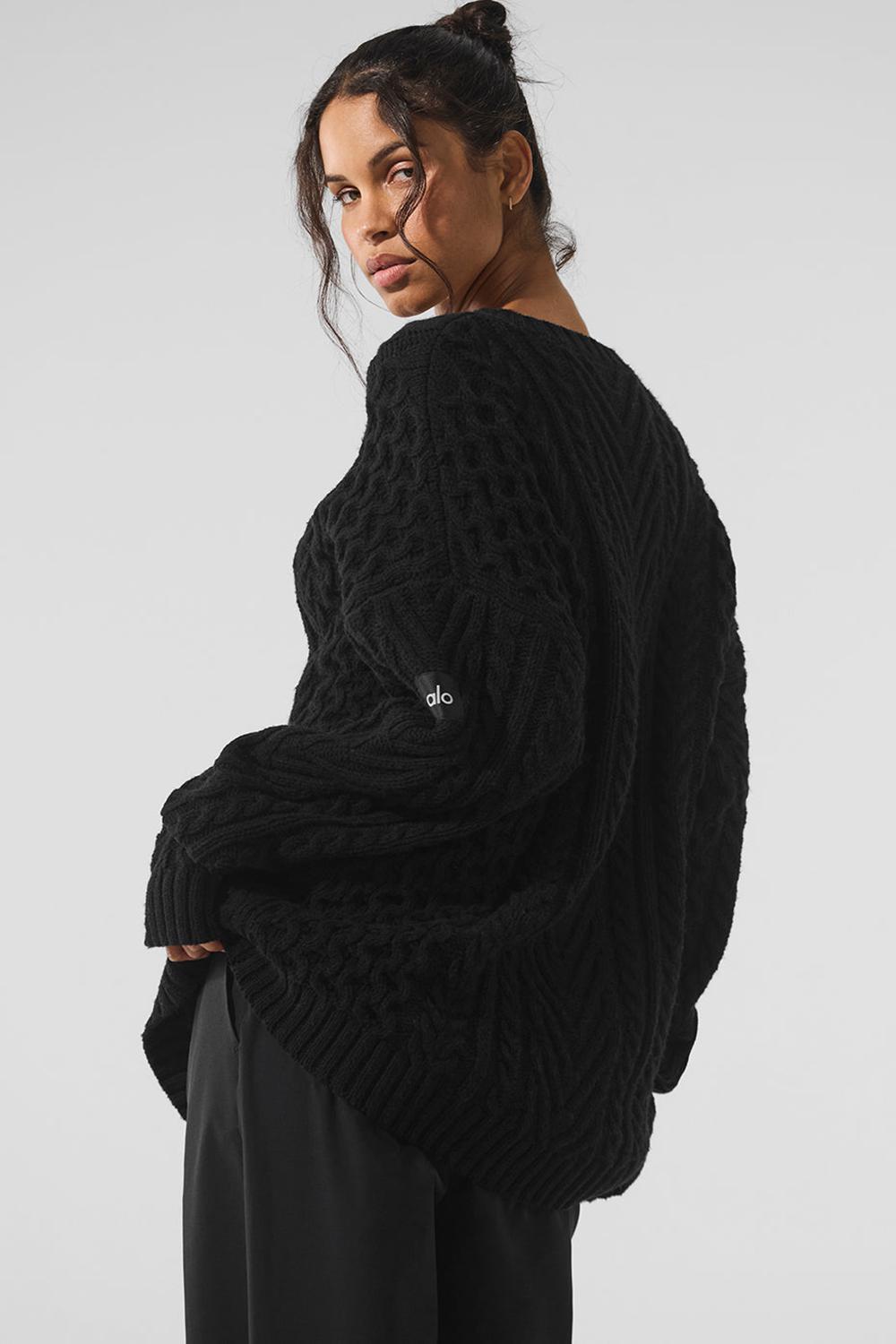 Alo Yoga Cable Knit Crew Neck Donna Maglia Nere | Italia  RSN-295134