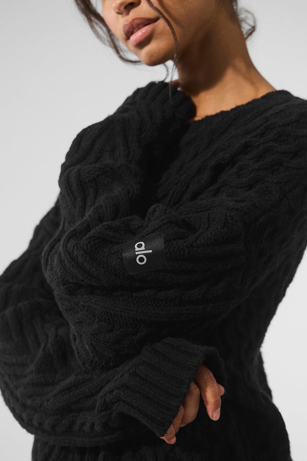 Alo Yoga Cable Knit Crew Neck Donna Maglia Nere | Italia  RSN-295134