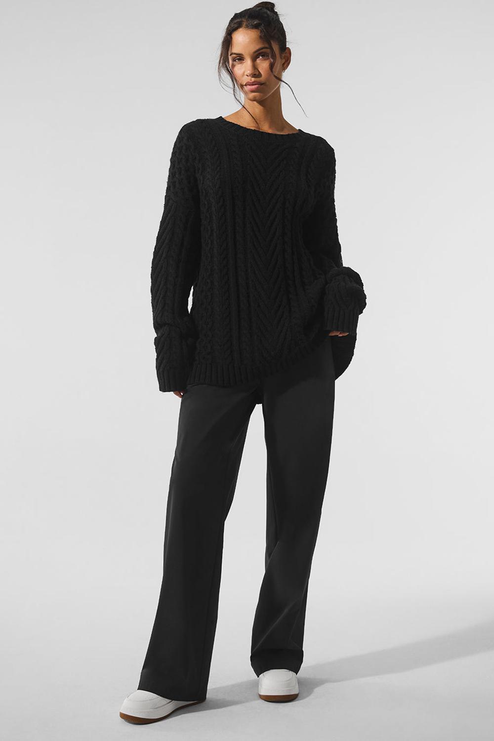 Alo Yoga Cable Knit Crew Neck Donna Maglia Nere | Italia  RSN-295134