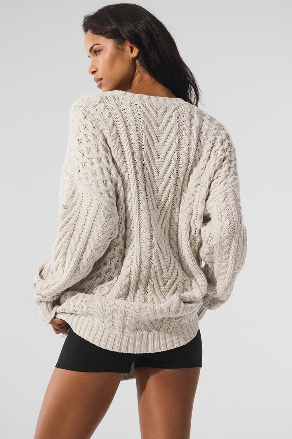 Alo Yoga Cable Knit Crew Neck Donna Maglia Bone | Italia  ORZ-930246