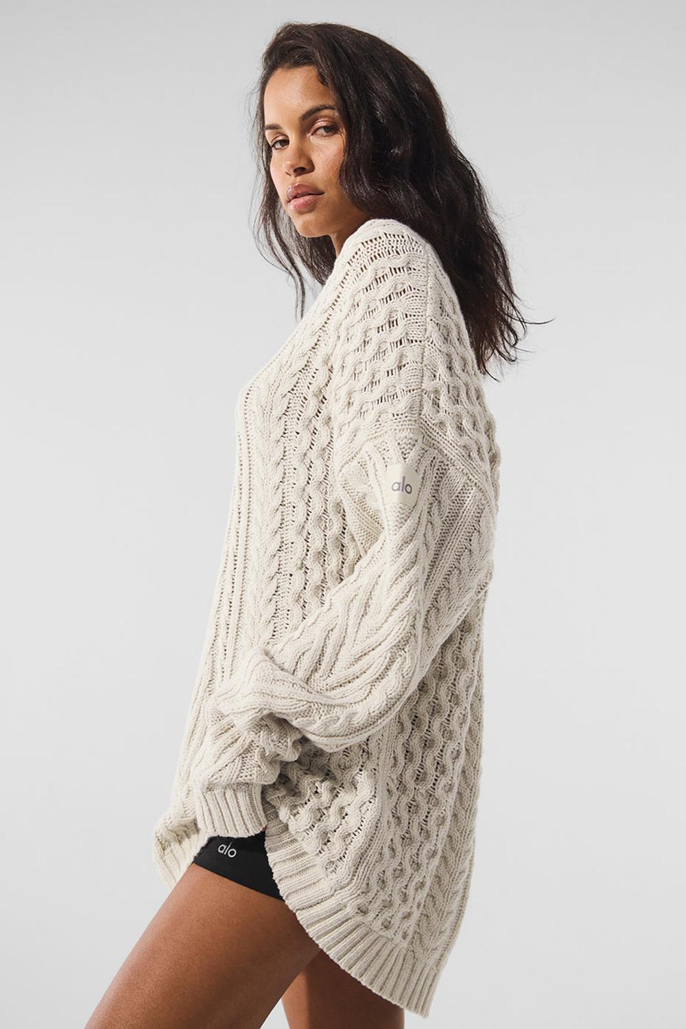 Alo Yoga Cable Knit Crew Neck Donna Maglia Bone | Italia  ORZ-930246