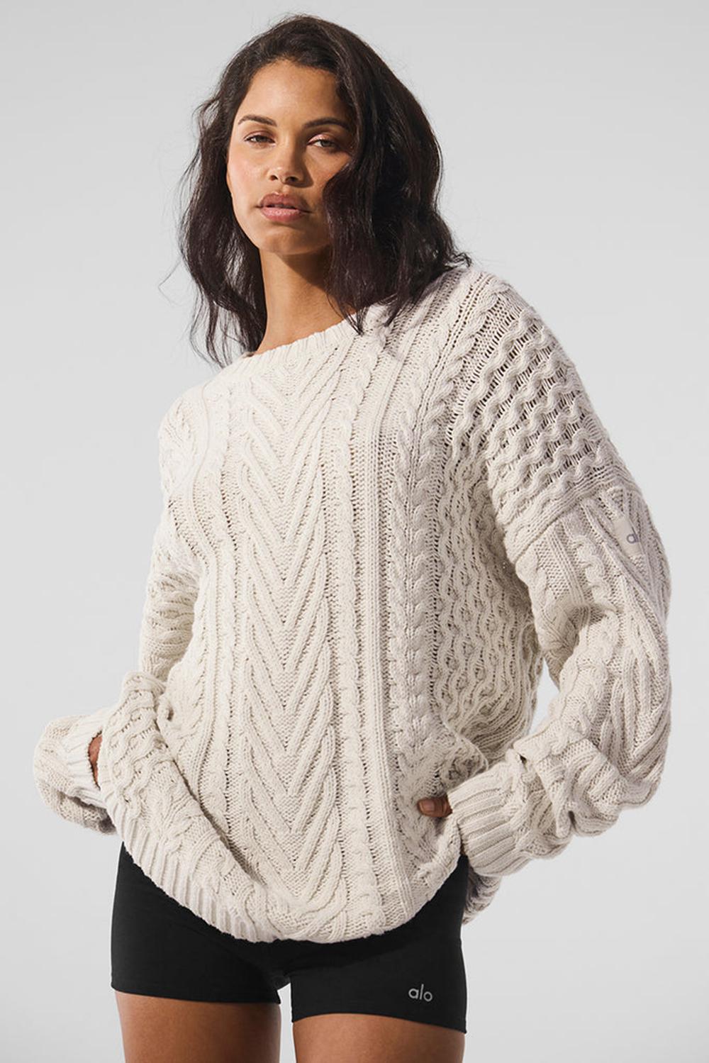 Alo Yoga Cable Knit Crew Neck Donna Maglia Bone | Italia  ORZ-930246