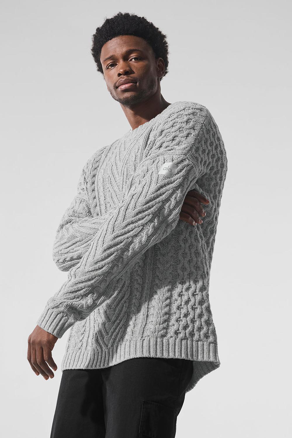 Alo Yoga Cable Knit Crew Neck Uomo Maglia Grigie | Italia  HXB-835096