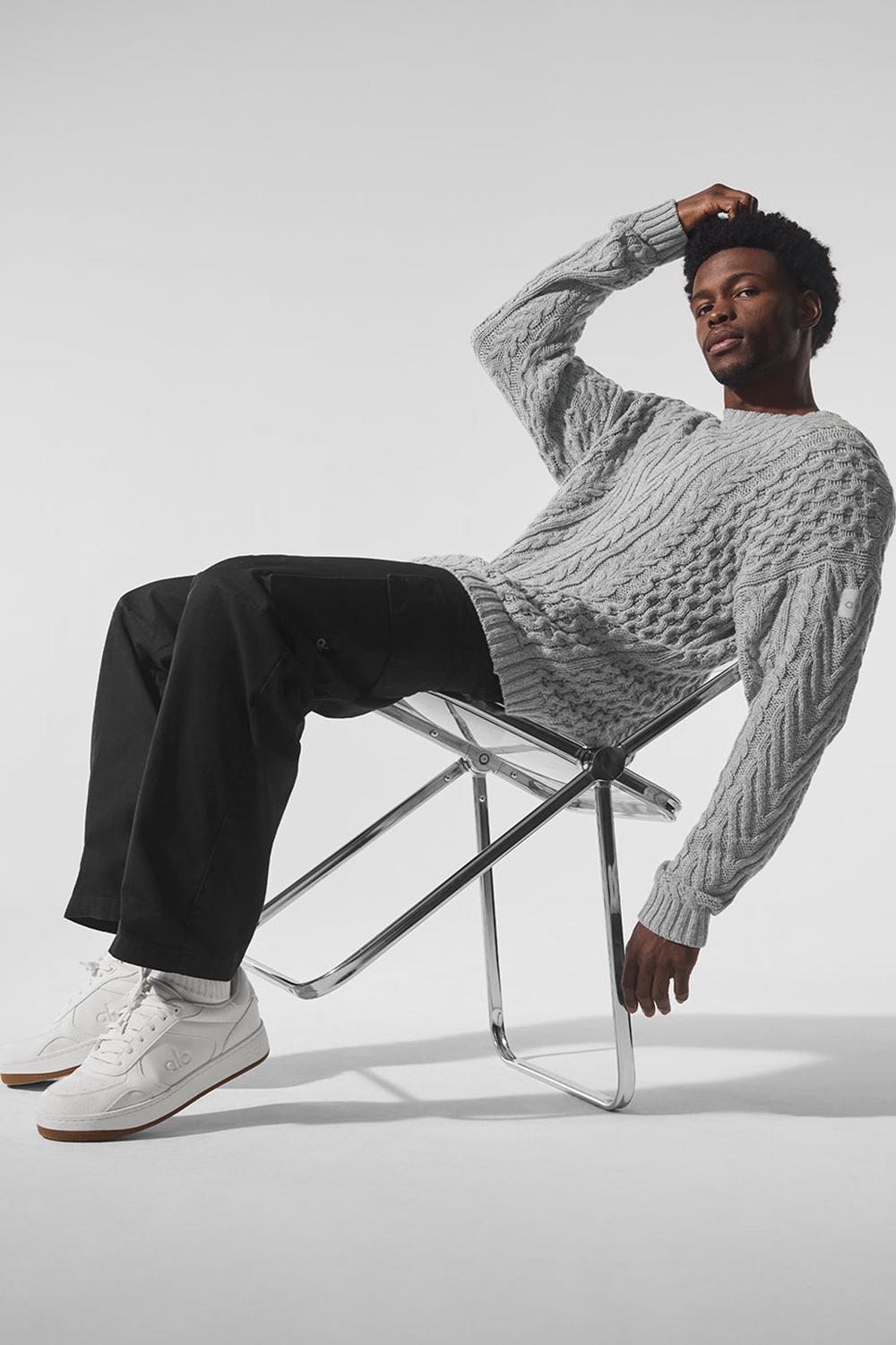 Alo Yoga Cable Knit Crew Neck Uomo Maglia Grigie | Italia  HXB-835096