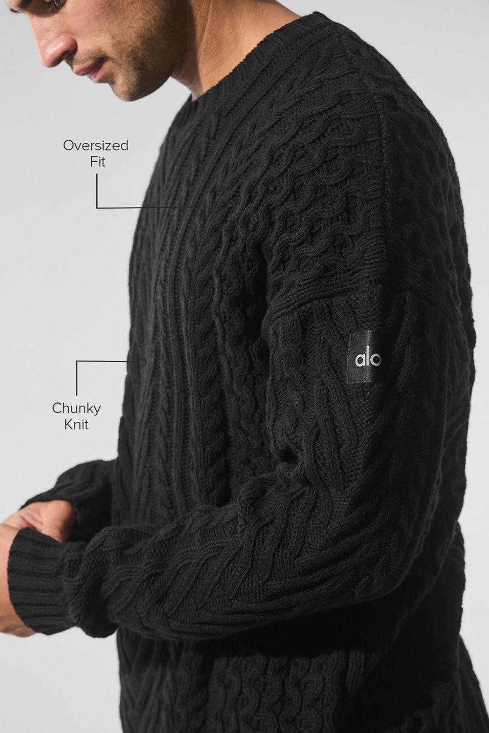 Alo Yoga Cable Knit Crew Neck Uomo Maglia Nere | Italia  VQR-823056