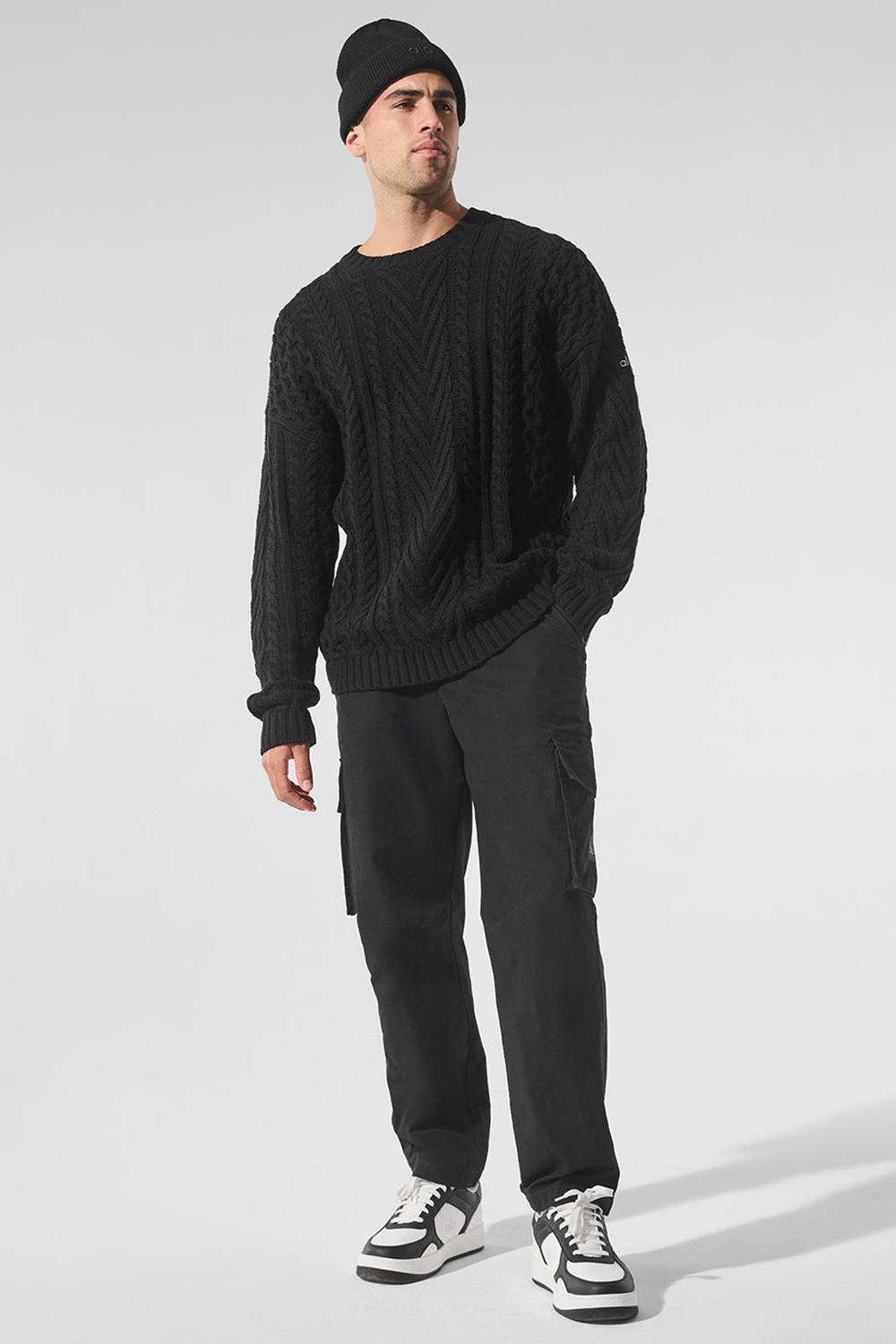 Alo Yoga Cable Knit Crew Neck Uomo Maglia Nere | Italia  VQR-823056