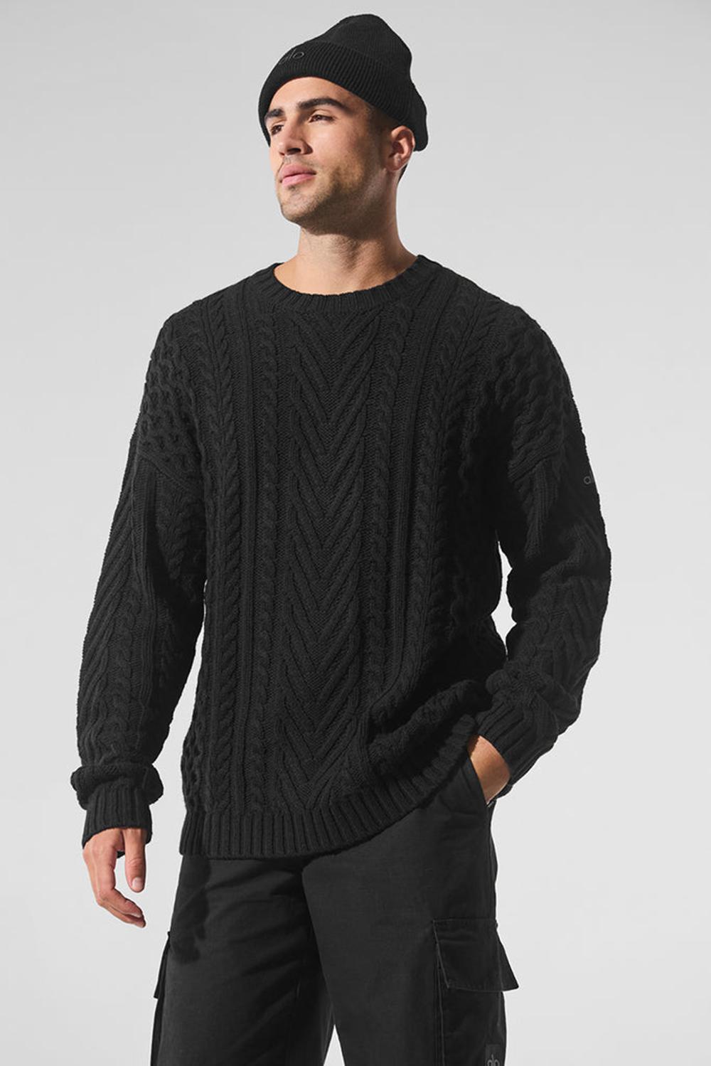 Alo Yoga Cable Knit Crew Neck Uomo Maglia Nere | Italia  VQR-823056