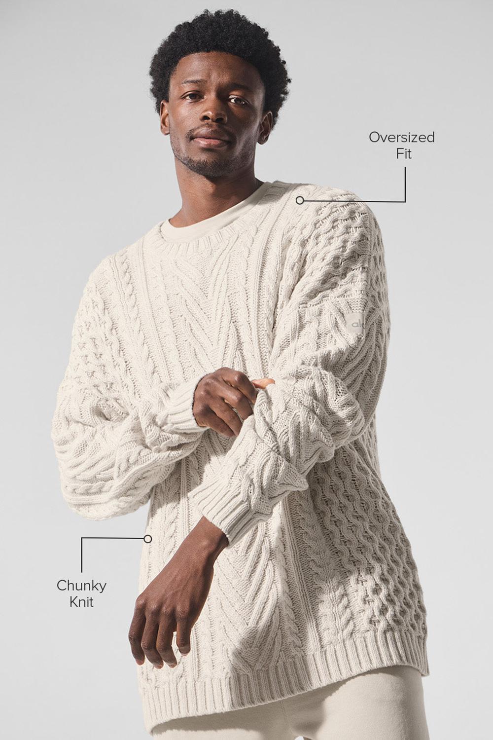 Alo Yoga Cable Knit Crew Neck Uomo Maglia Bone | Italia  HON-549278