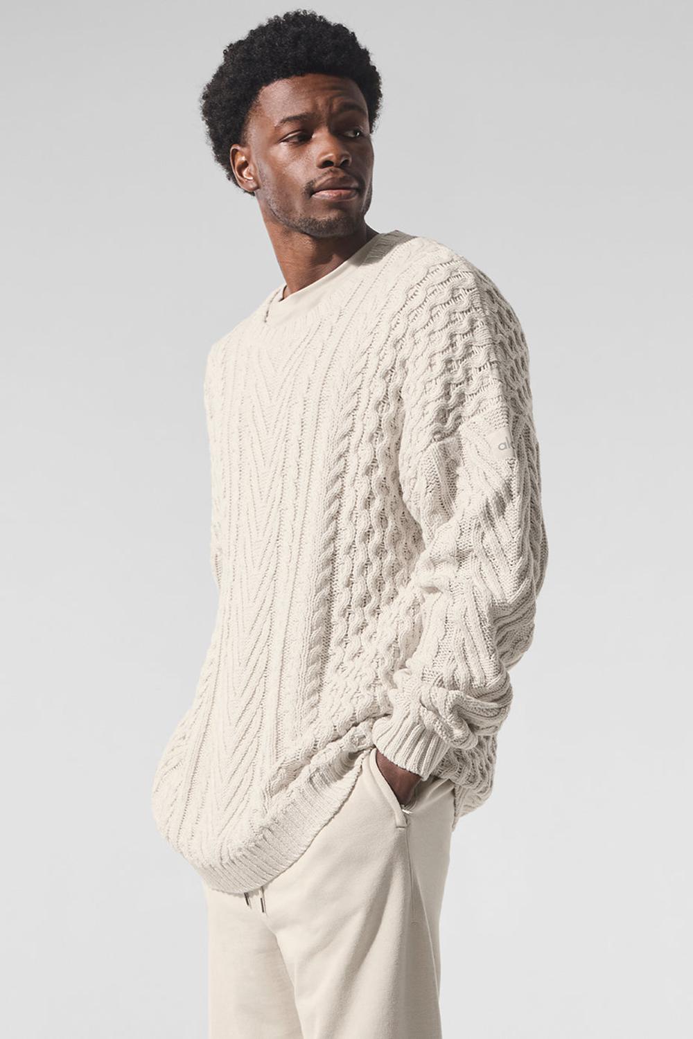 Alo Yoga Cable Knit Crew Neck Uomo Maglia Bone | Italia  HON-549278