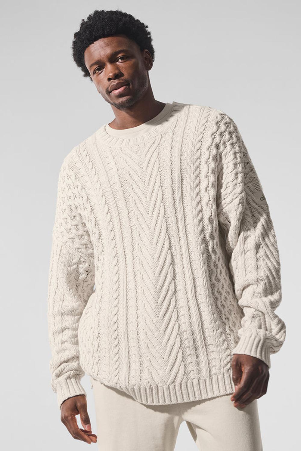 Alo Yoga Cable Knit Crew Neck Uomo Maglia Bone | Italia  HON-549278