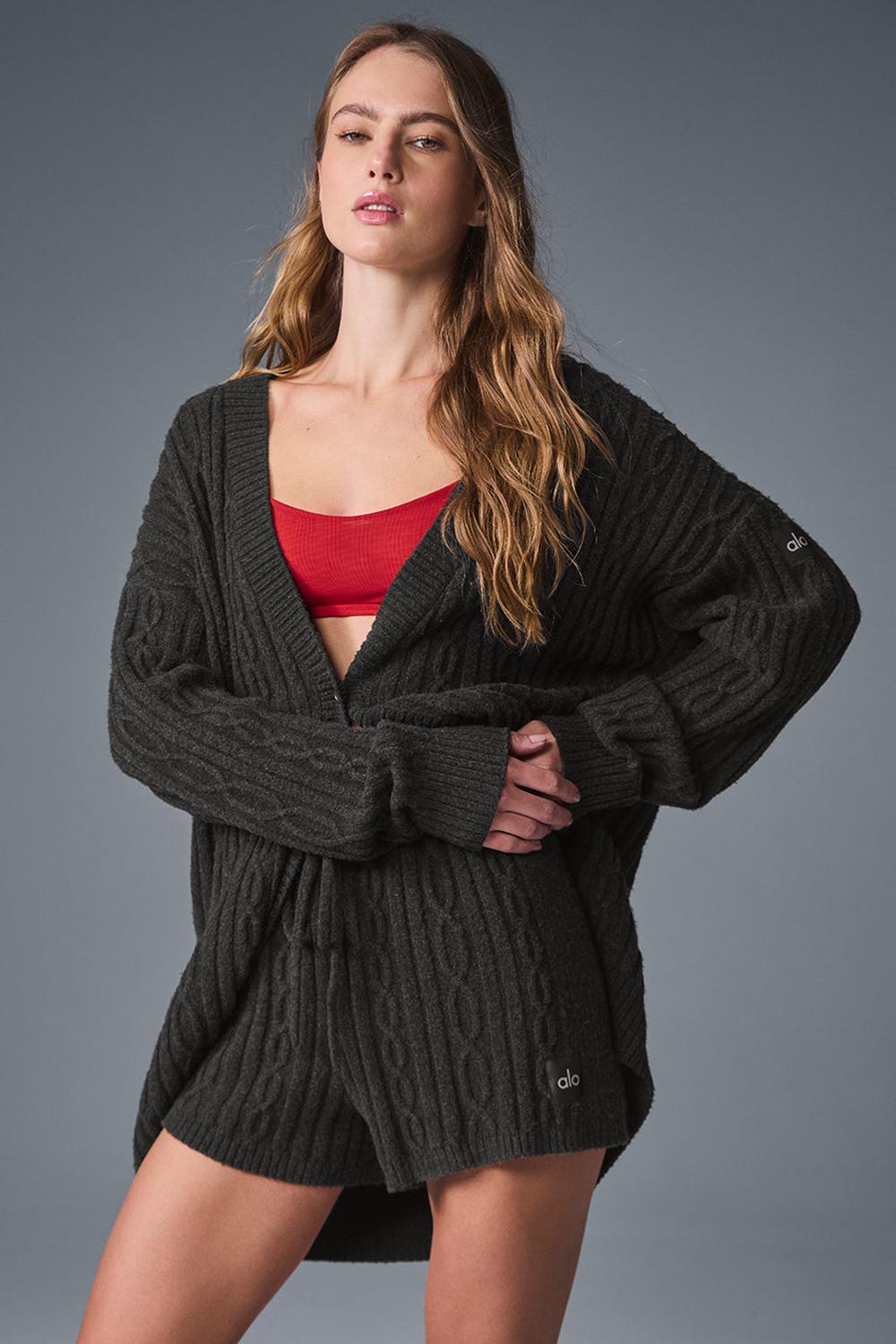 Alo Yoga Cable Knit Winter Bliss Donna Cardigan Corallo Grigie | Italia  WMH-517482