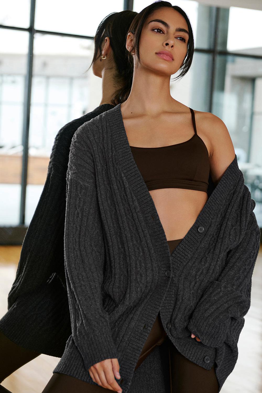 Alo Yoga Cable Knit Winter Bliss Donna Cardigan Corallo Grigie | Italia  WMH-517482