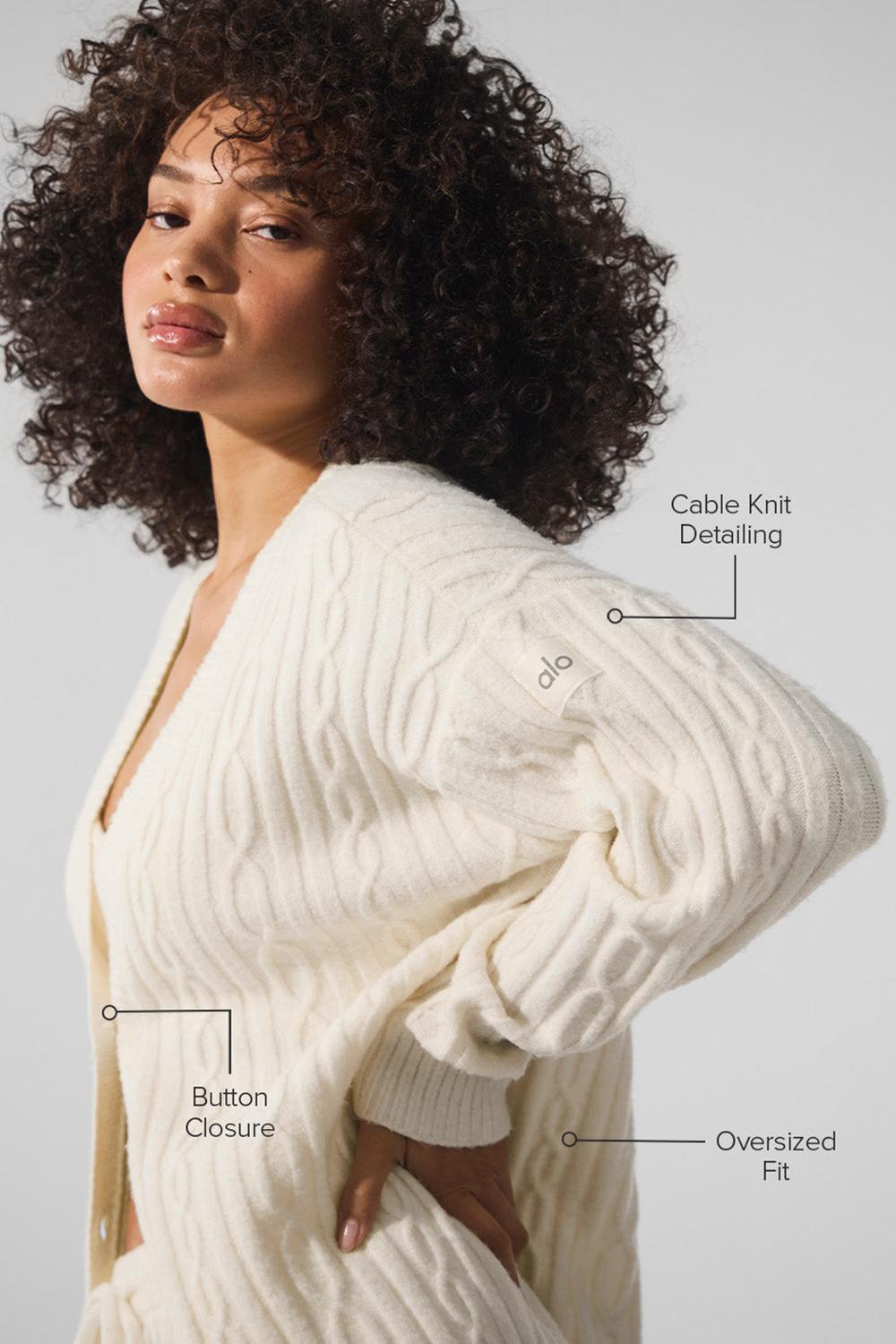 Alo Yoga Cable Knit Winter Bliss Donna Cardigan Ivory | Italia  KLG-706548