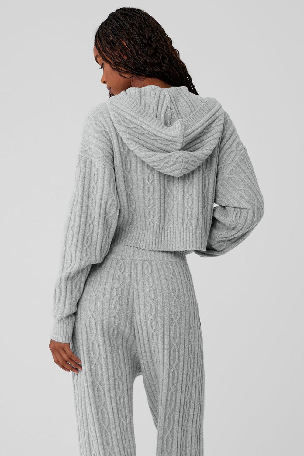Alo Yoga Cable Knit Winter Bliss Donna Felpa con Cappuccio Grigie | Italia  XEI-069831