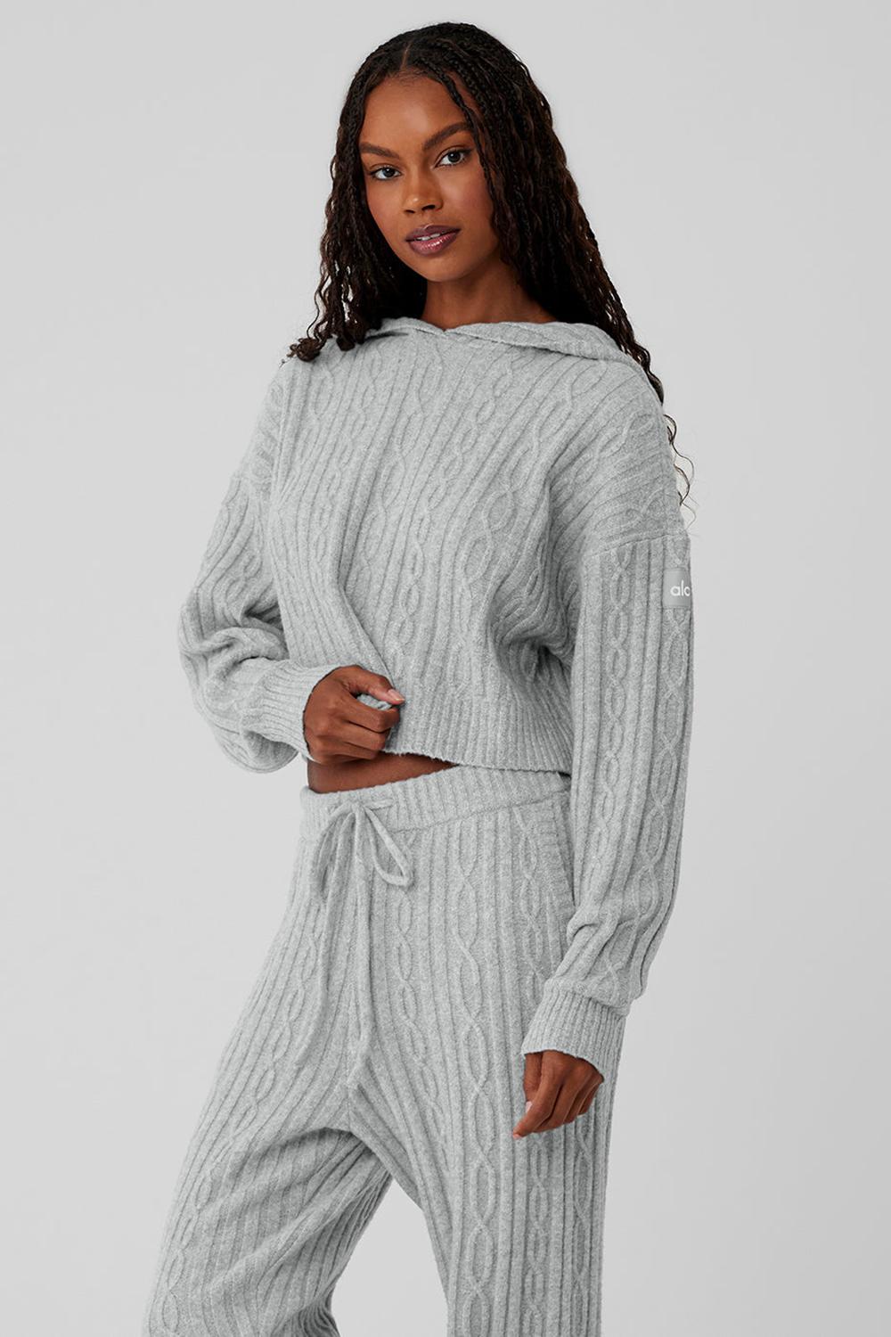 Alo Yoga Cable Knit Winter Bliss Donna Felpa con Cappuccio Grigie | Italia  XEI-069831