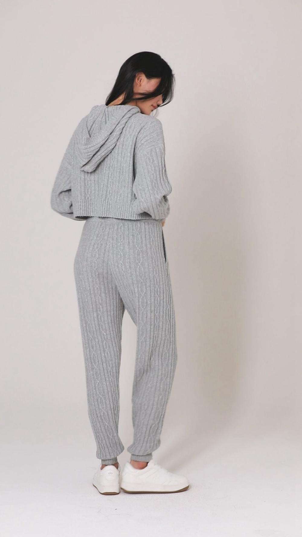 Alo Yoga Cable Knit Winter Bliss Donna Felpa con Cappuccio Grigie | Italia  XEI-069831