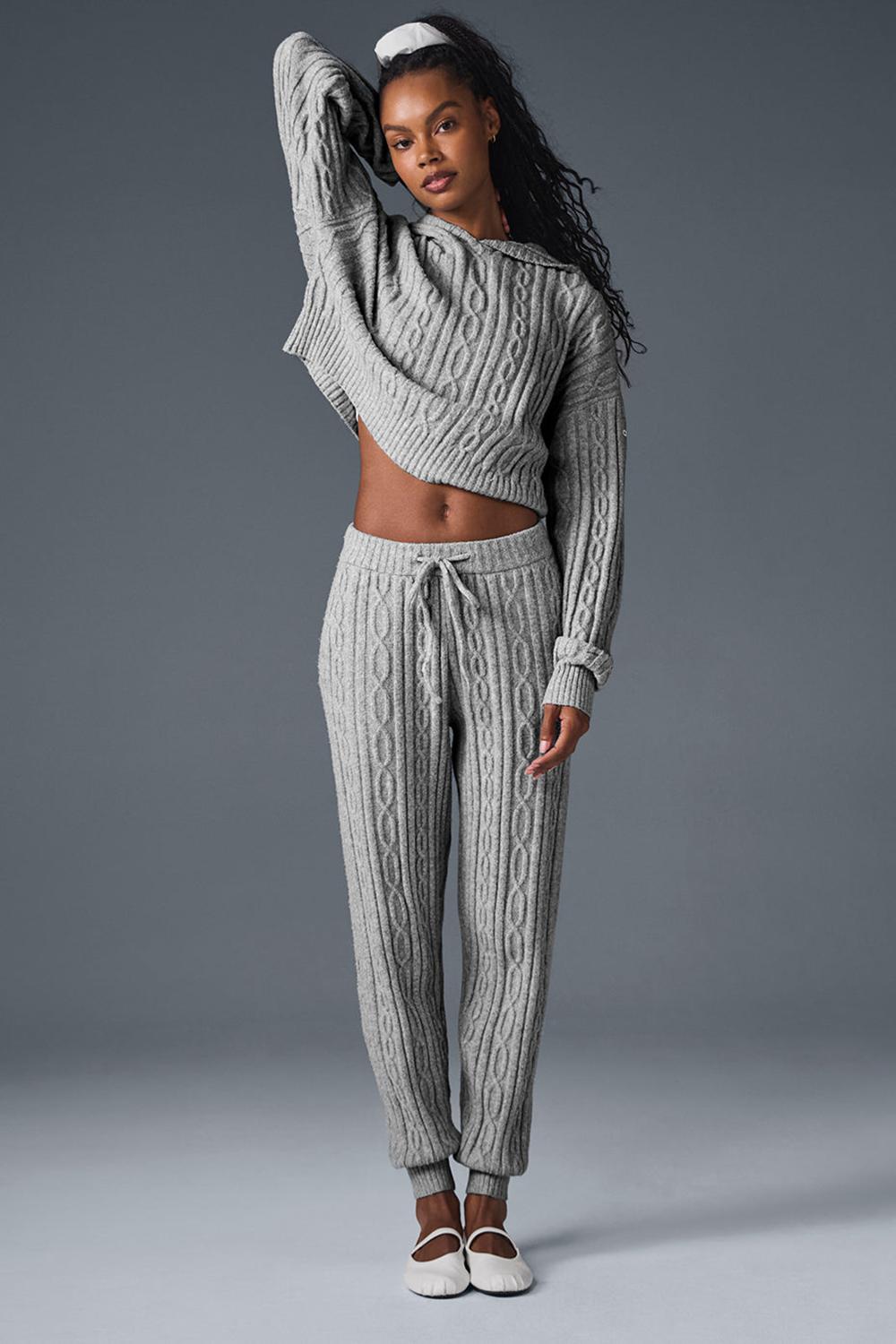 Alo Yoga Cable Knit Winter Bliss Donna Felpa con Cappuccio Grigie | Italia  XEI-069831