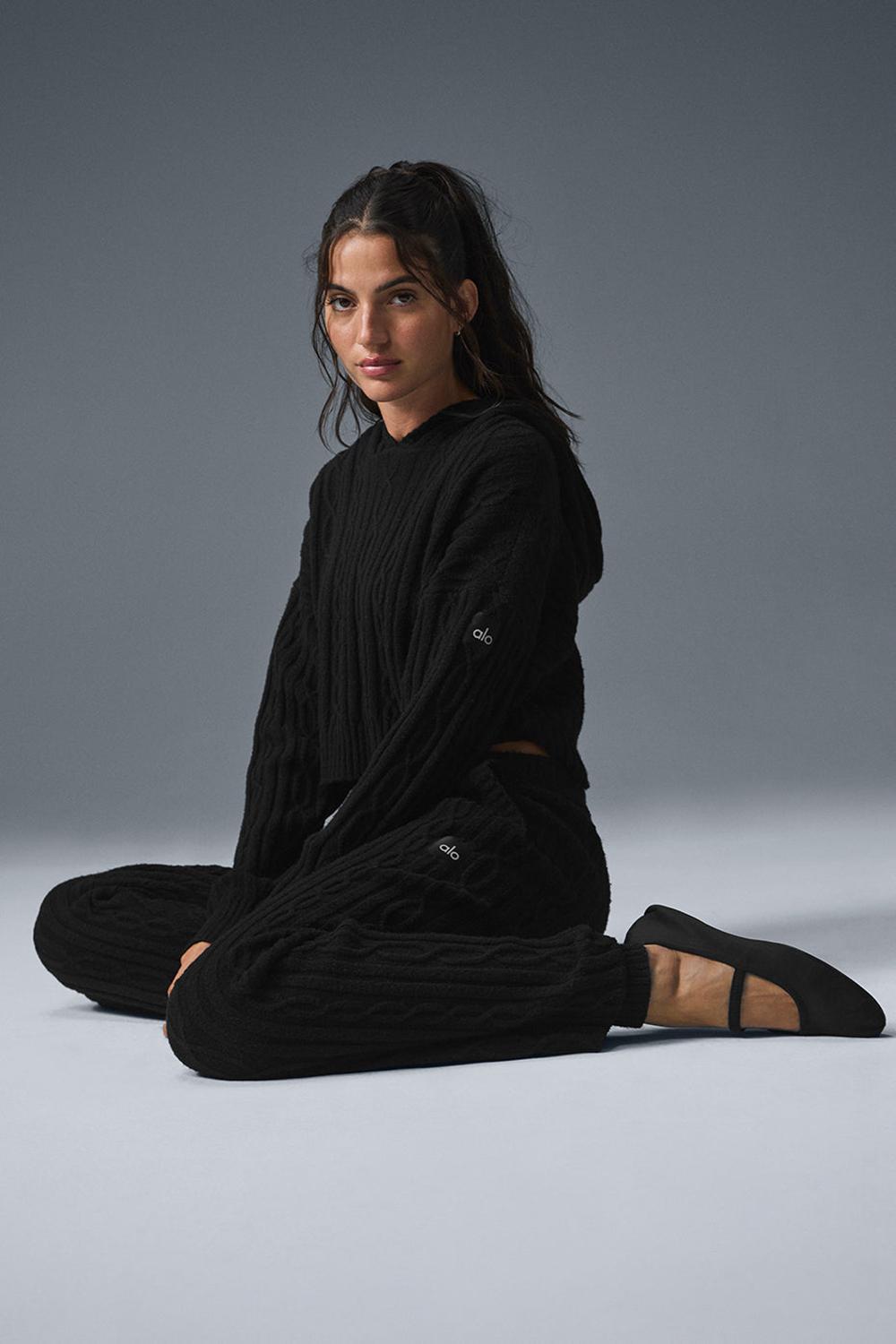 Alo Yoga Cable Knit Winter Bliss Donna Felpa con Cappuccio Nere | Italia  ZGQ-765134
