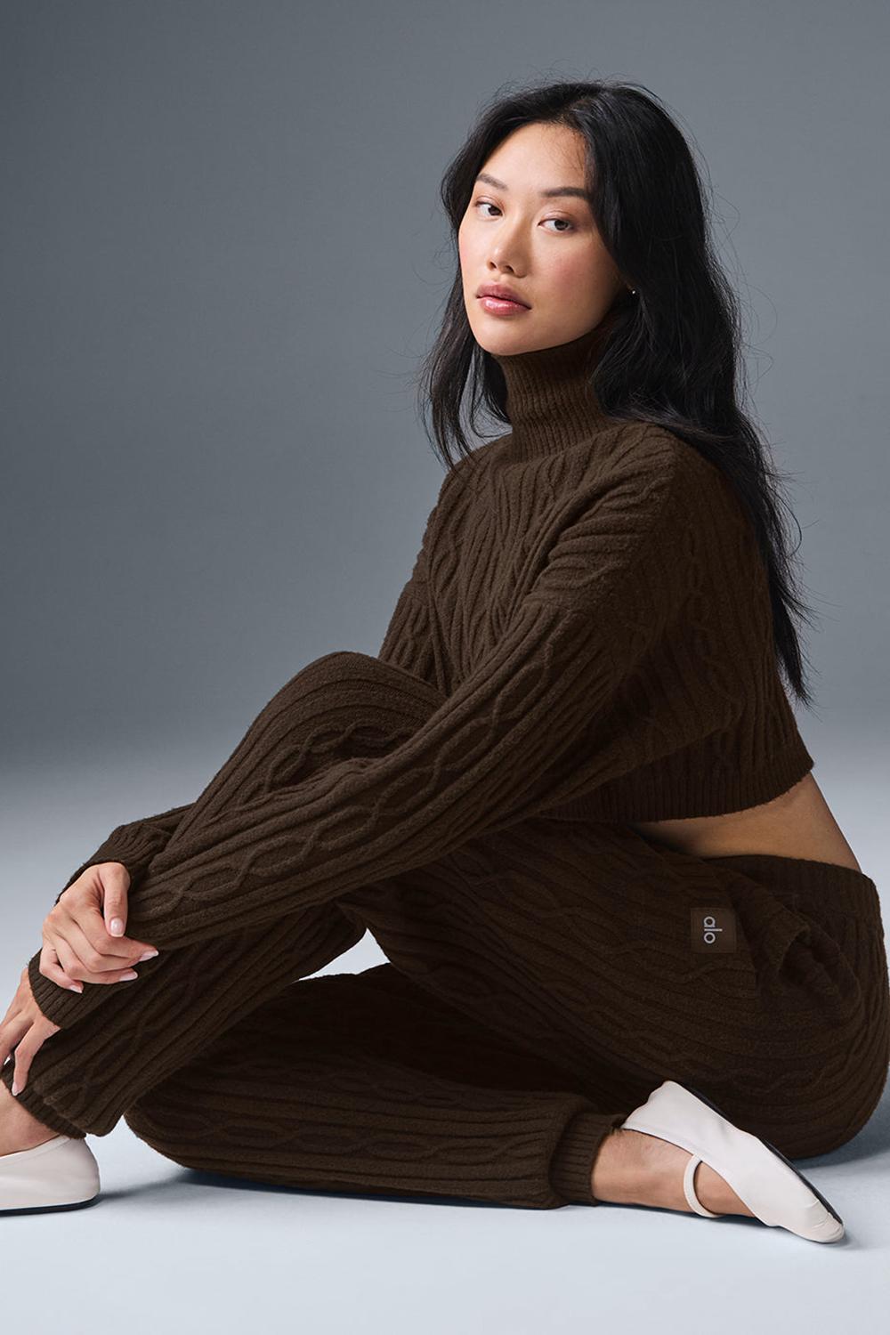 Alo Yoga Cable Knit Winter Bliss Donna Pant Espresso | Italia  RFN-432701