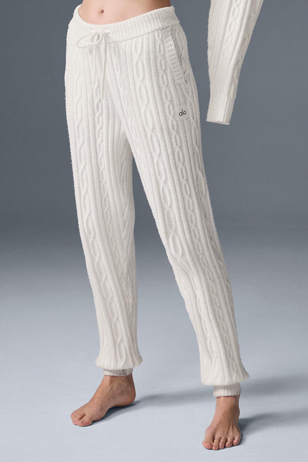 Alo Yoga Cable Knit Winter Bliss Donna Pant Ivory | Italia  UON-507839