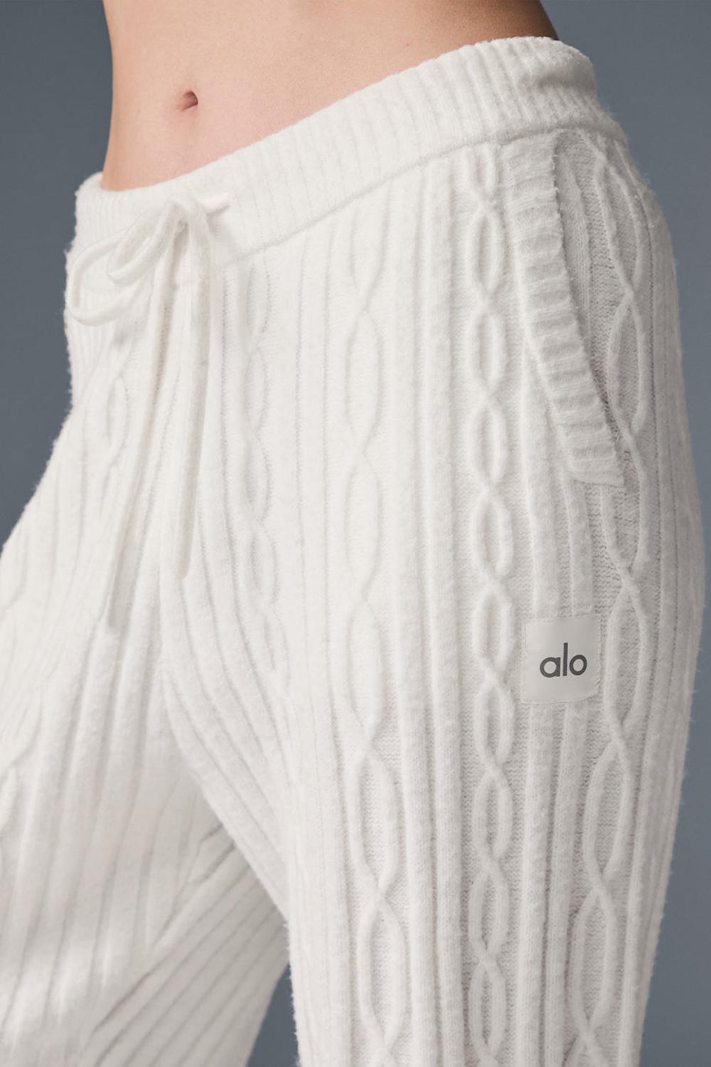 Alo Yoga Cable Knit Winter Bliss Donna Pant Ivory | Italia  UON-507839