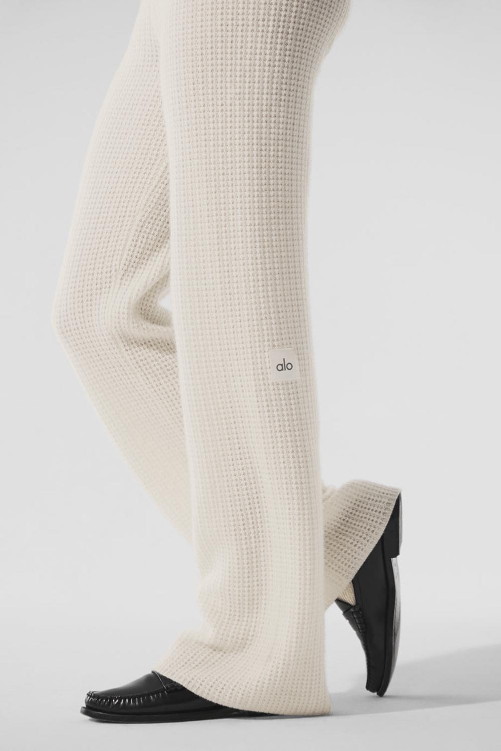 Alo Yoga Cashmere High-Waist Plush Waffle Donna Pant Ivory | Italia  RAL-367985