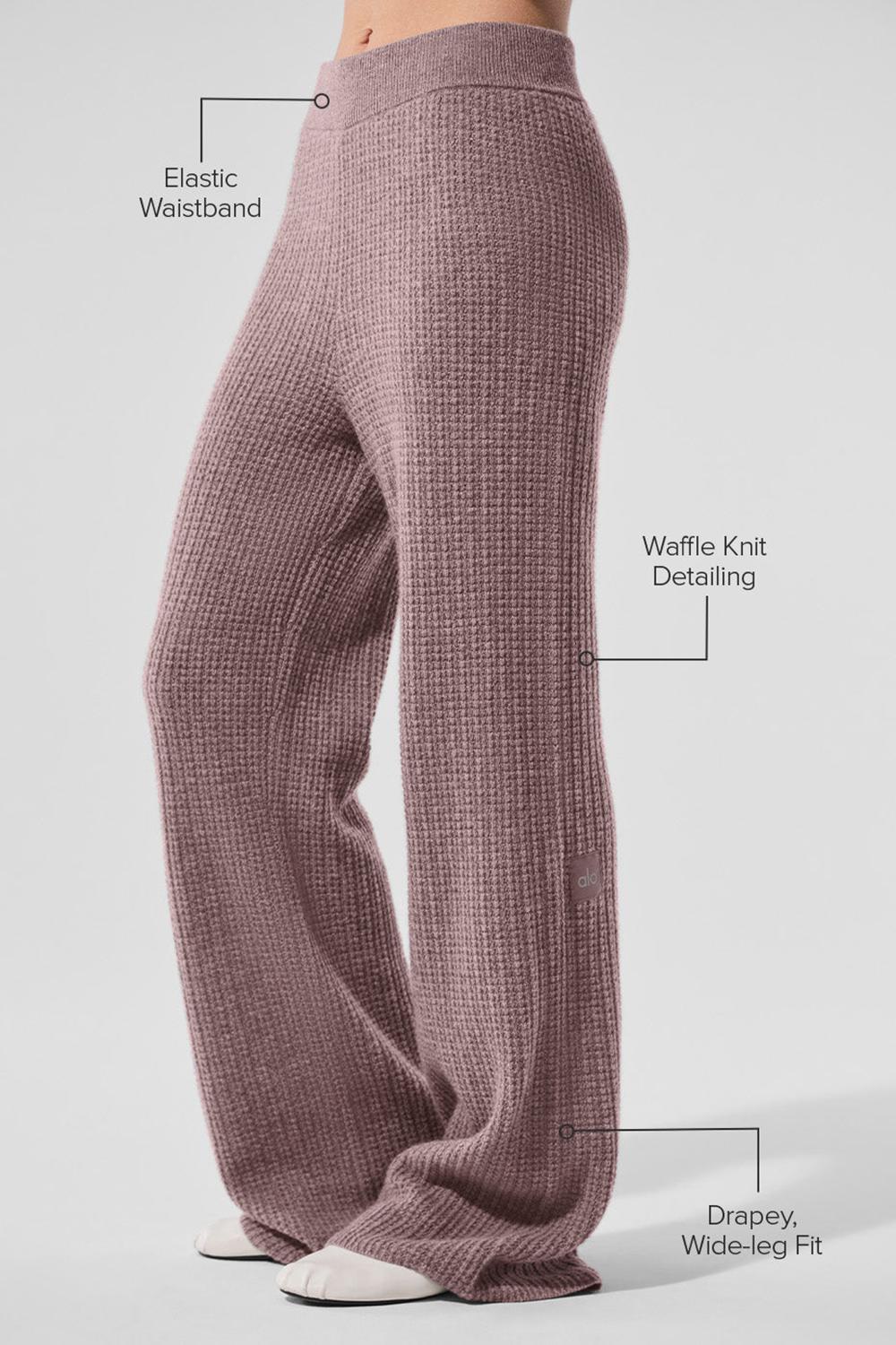 Alo Yoga Cashmere High-Waist Plush Waffle Donna Pant Mushroom Heather | Italia  KZR-532706