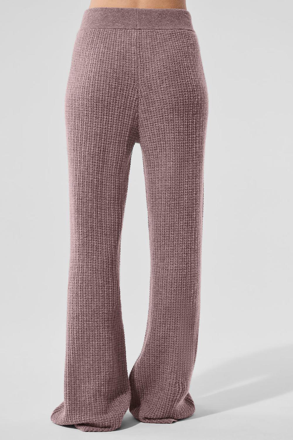 Alo Yoga Cashmere High-Waist Plush Waffle Donna Pant Mushroom Heather | Italia  KZR-532706
