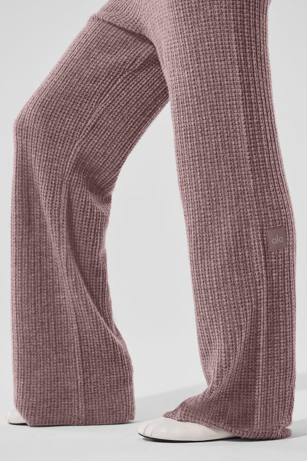 Alo Yoga Cashmere High-Waist Plush Waffle Donna Pant Mushroom Heather | Italia  KZR-532706