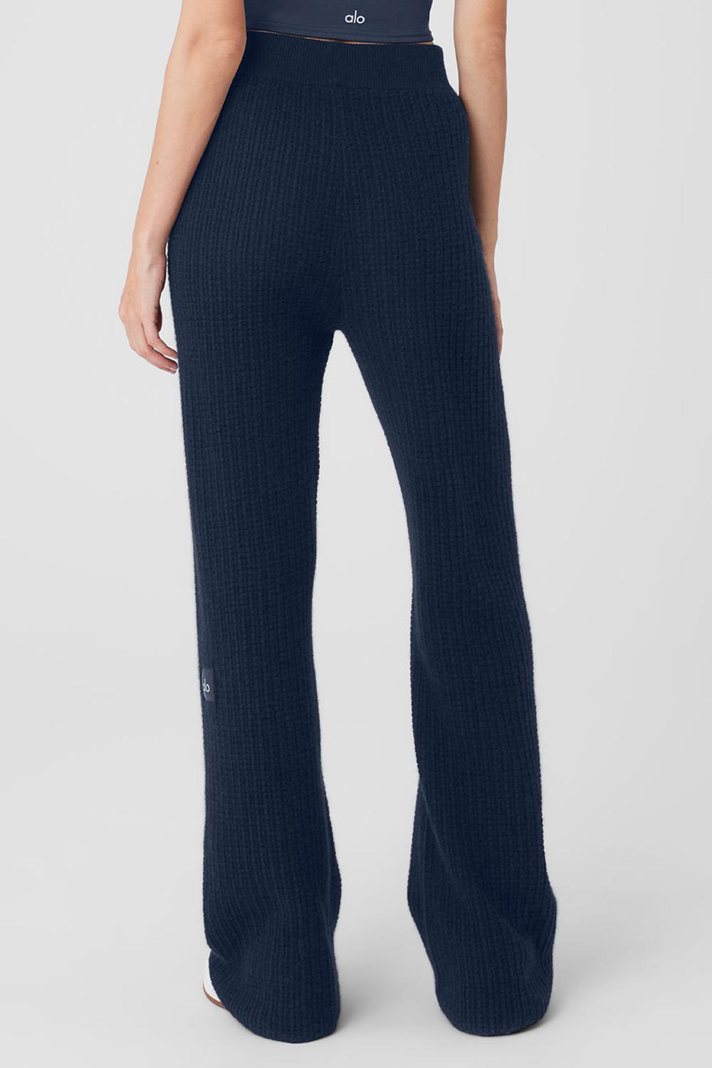 Alo Yoga Cashmere High-Waist Plush Waffle Donna Pant Blu Marino | Italia  TYH-803712
