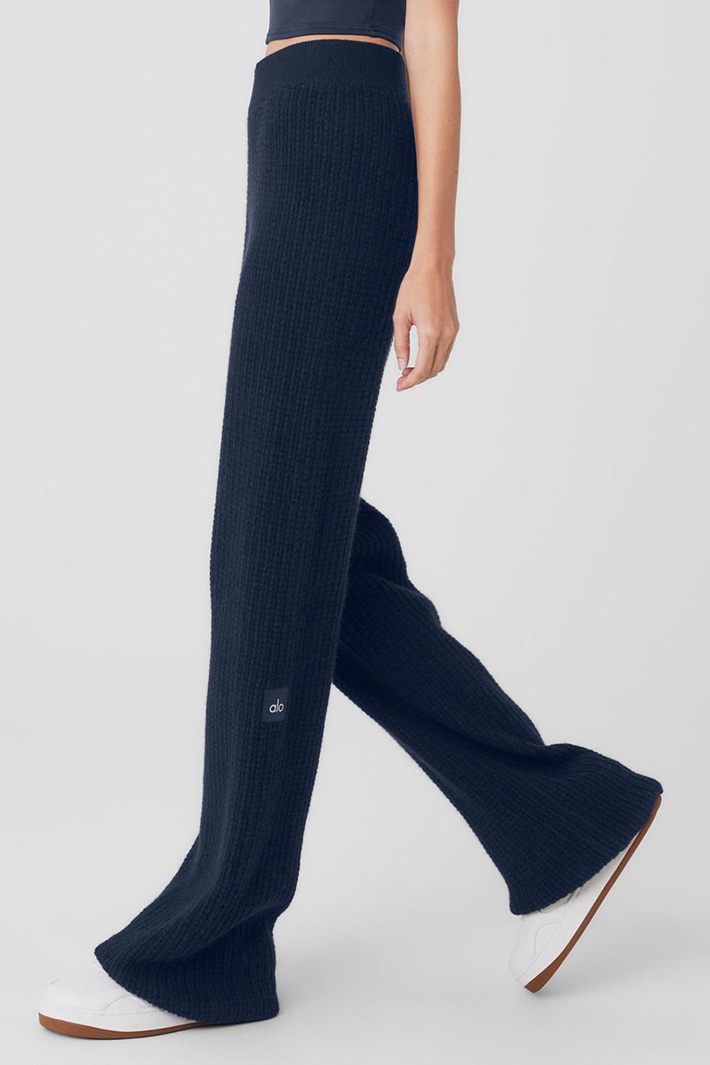 Alo Yoga Cashmere High-Waist Plush Waffle Donna Pant Blu Marino | Italia  TYH-803712