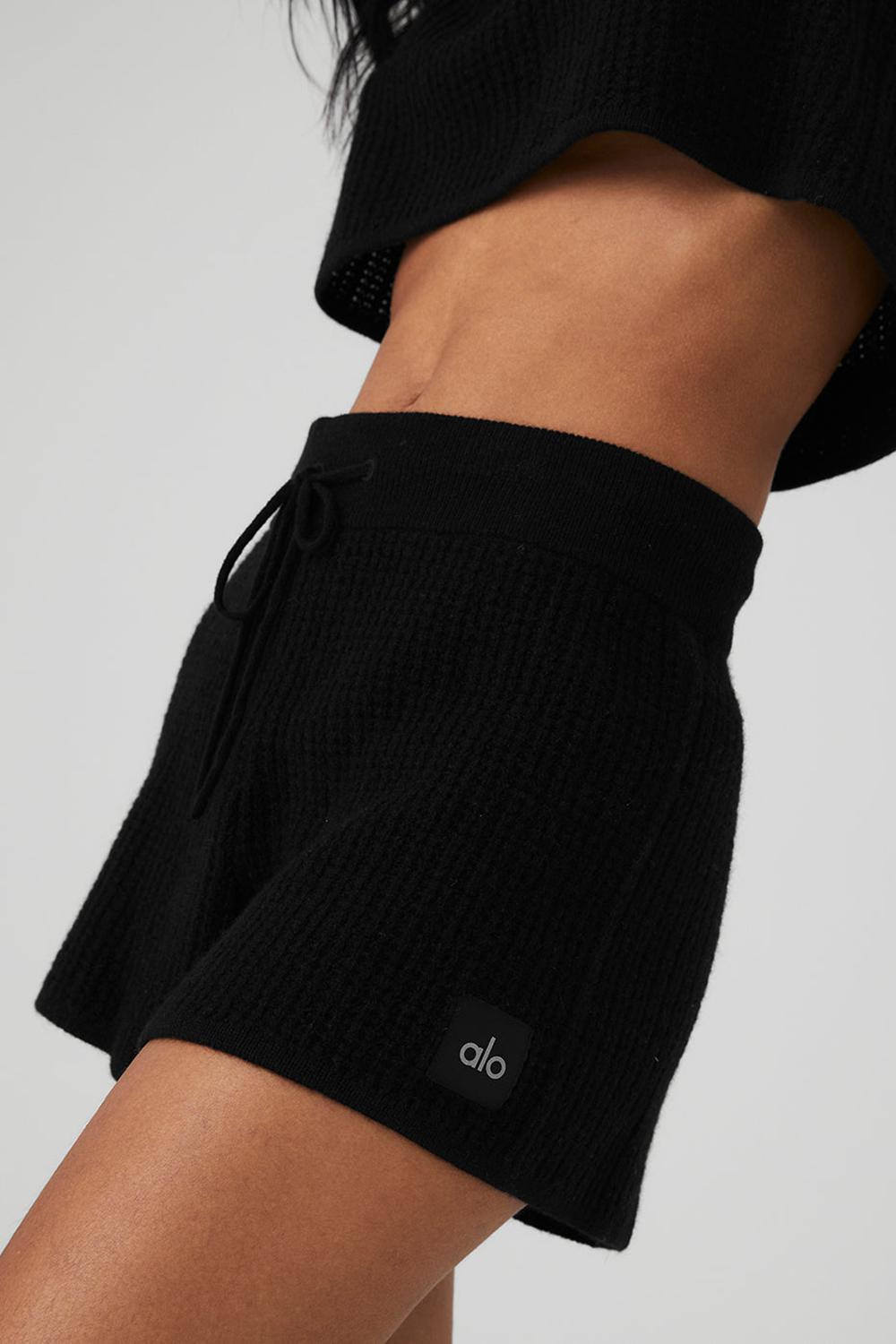 Alo Yoga Cashmere High-Waist Plush Waffle Donna Short Nere | Italia  BXI-902753