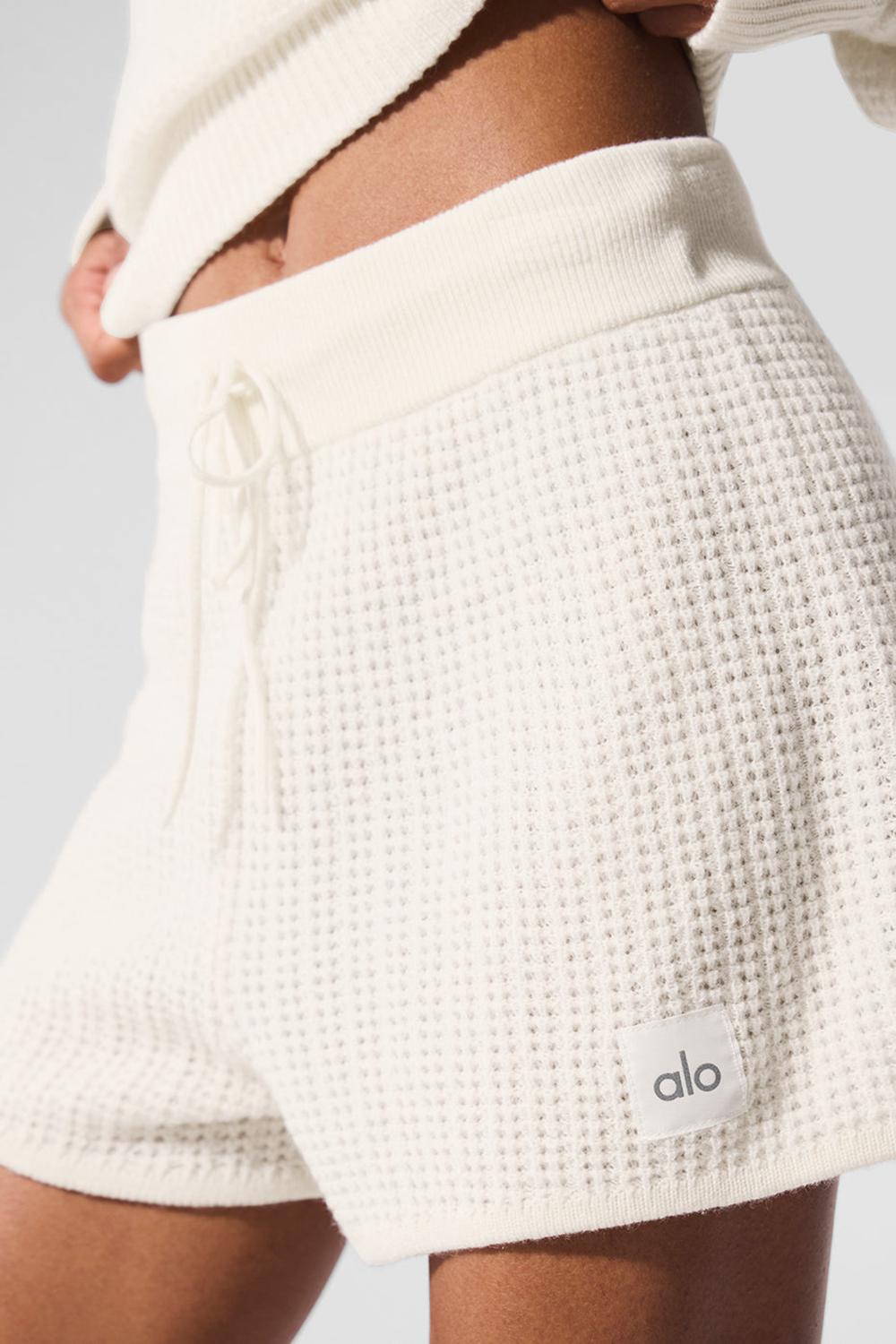Alo Yoga Cashmere High-Waist Plush Waffle Donna Short Ivory | Italia  UZL-549610