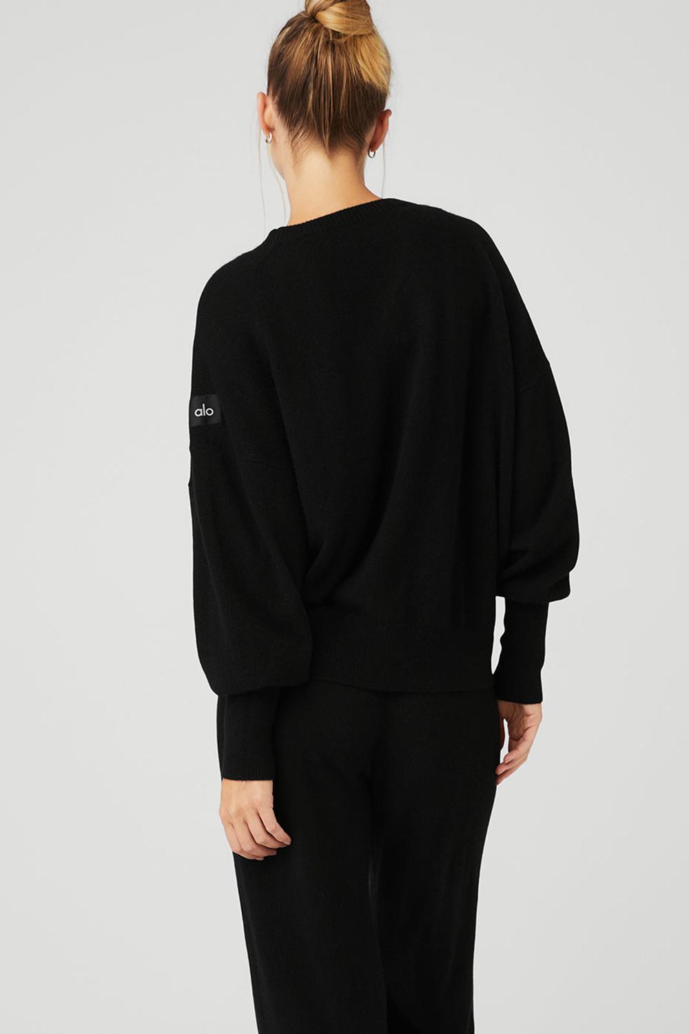 Alo Yoga Cashmere Jet Set Crew Donna Felpa Nere | Italia  YGX-895136