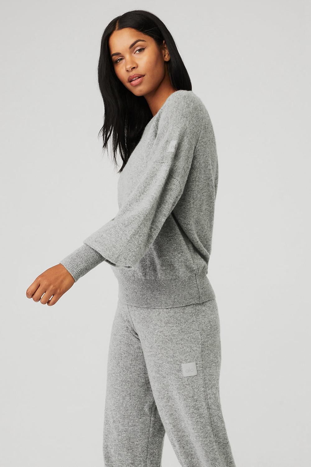 Alo Yoga Cashmere Jet Set Crew Donna Felpa Grigie | Italia  CBW-807561