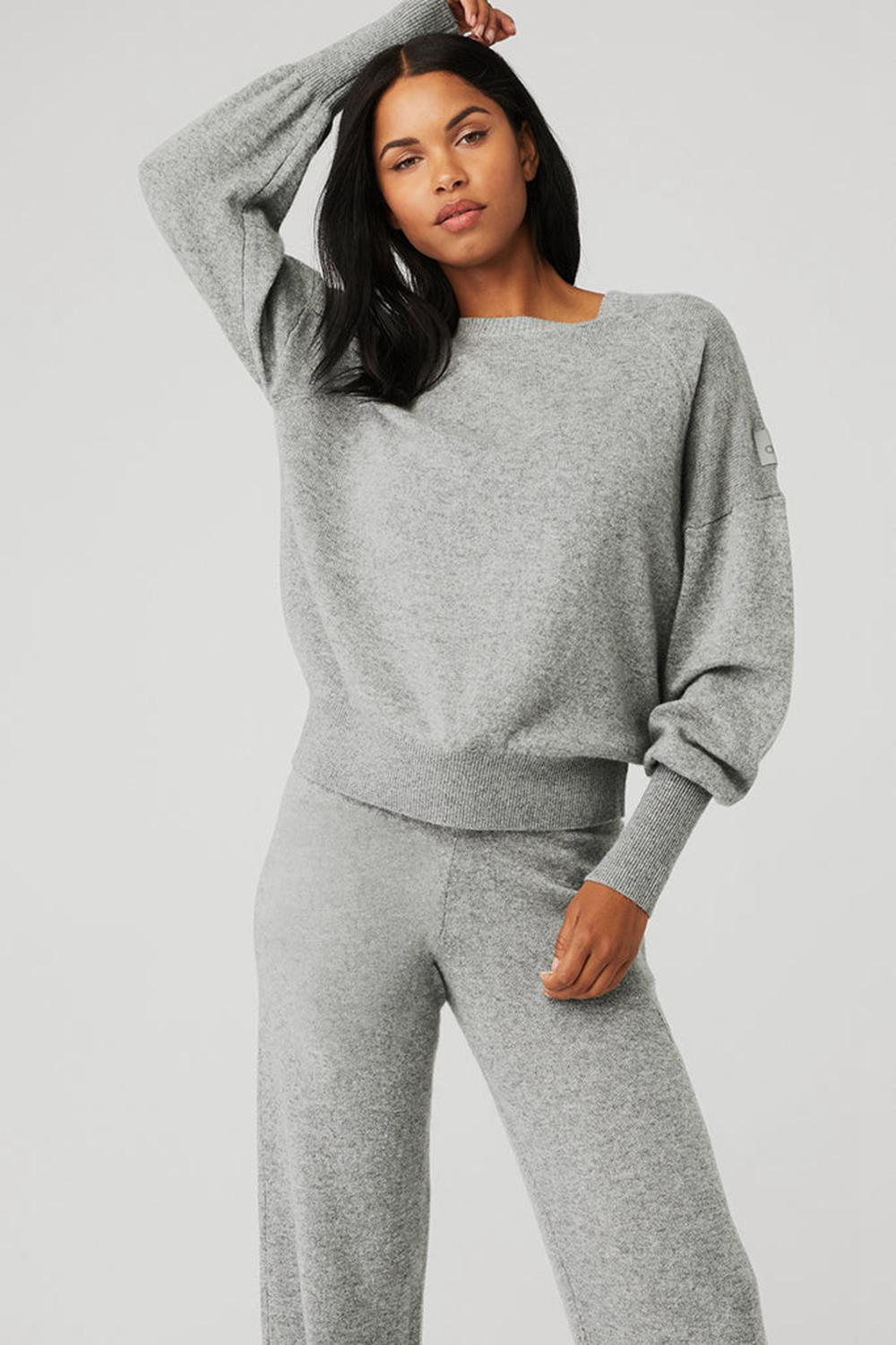 Alo Yoga Cashmere Jet Set Crew Donna Felpa Grigie | Italia  CBW-807561