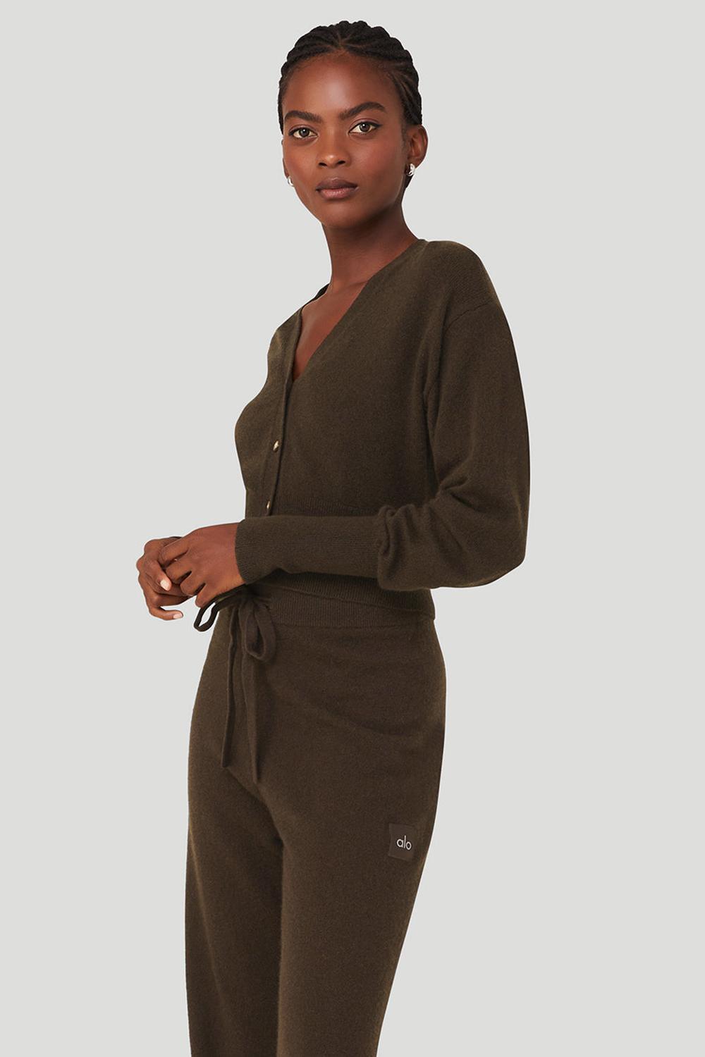 Alo Yoga Cashmere Jet Set Donna Cardigan Espresso | Italia  WSI-367890