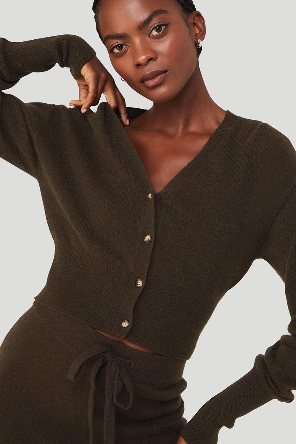 Alo Yoga Cashmere Jet Set Donna Cardigan Espresso | Italia  WSI-367890