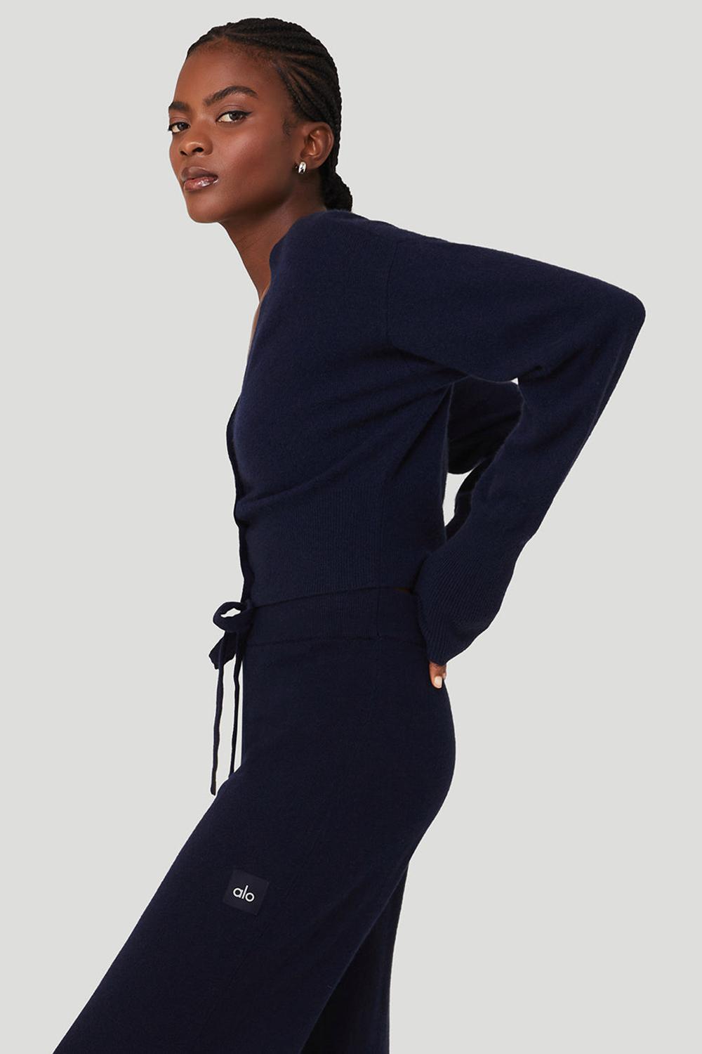 Alo Yoga Cashmere Jet Set Donna Cardigan Blu Marino | Italia  ZYH-602178