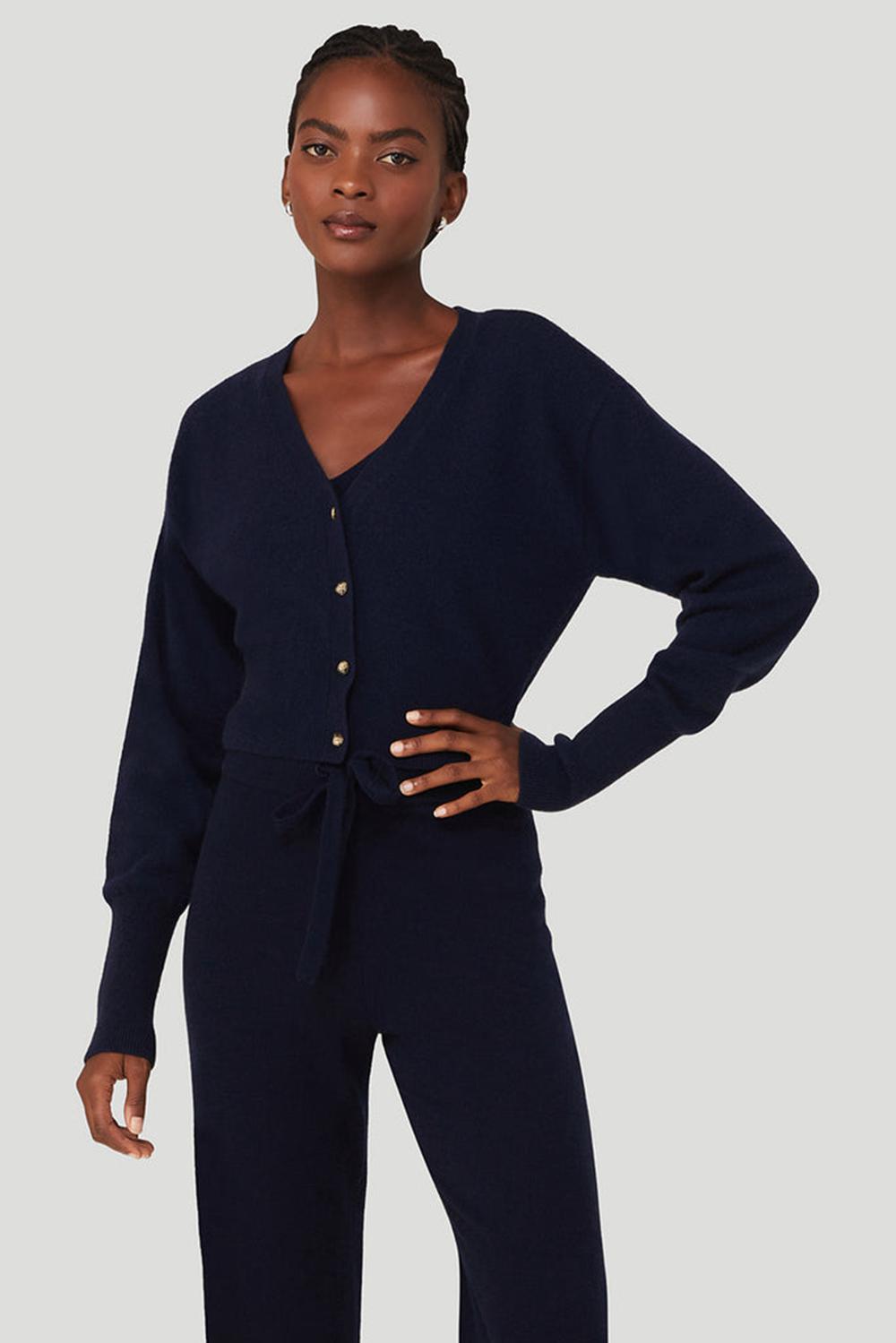 Alo Yoga Cashmere Jet Set Donna Cardigan Blu Marino | Italia  ZYH-602178