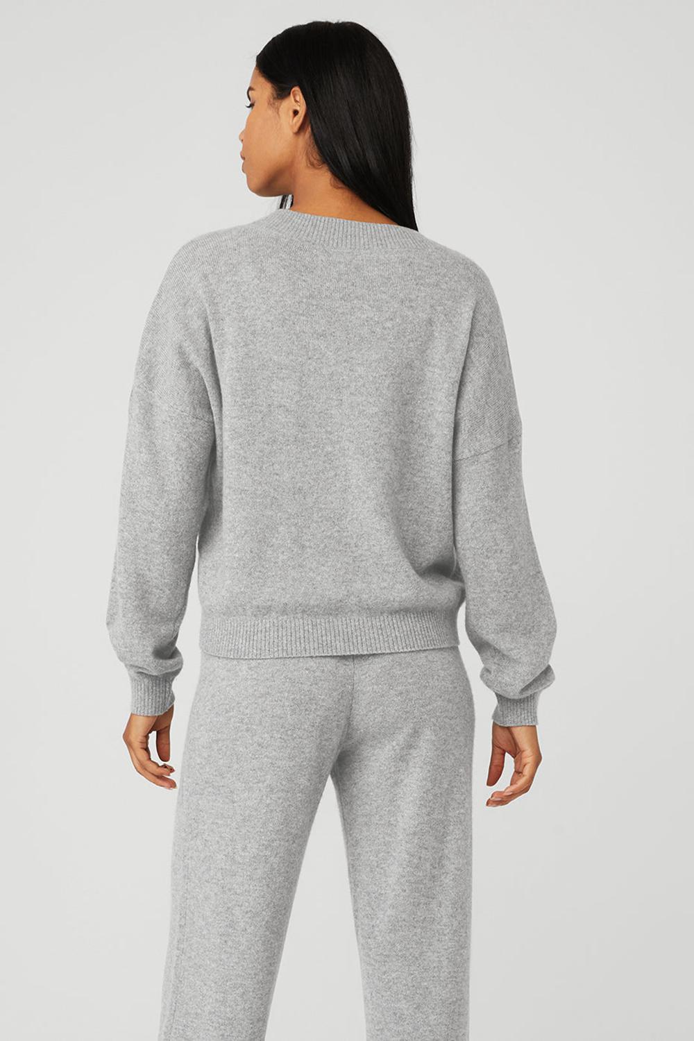 Alo Yoga Cashmere Jet Set V-Neck Donna Pullover Grigie | Italia  SAT-237980