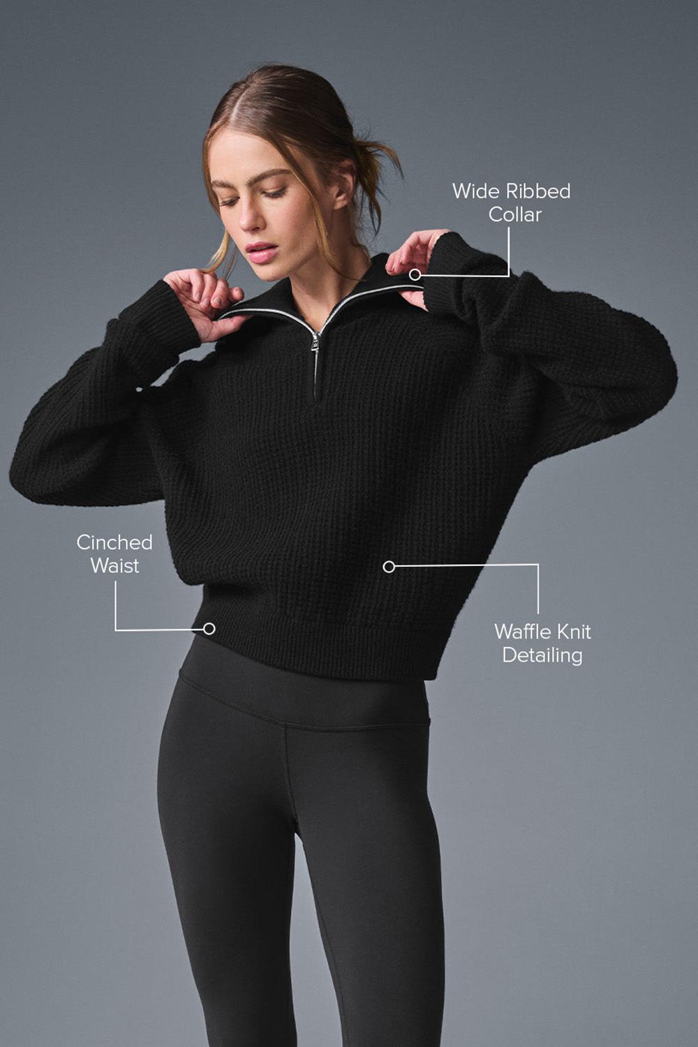 Alo Yoga Cashmere Plush Waffle 1/4 Zip Donna Pullover Nere | Italia  KAY-257391