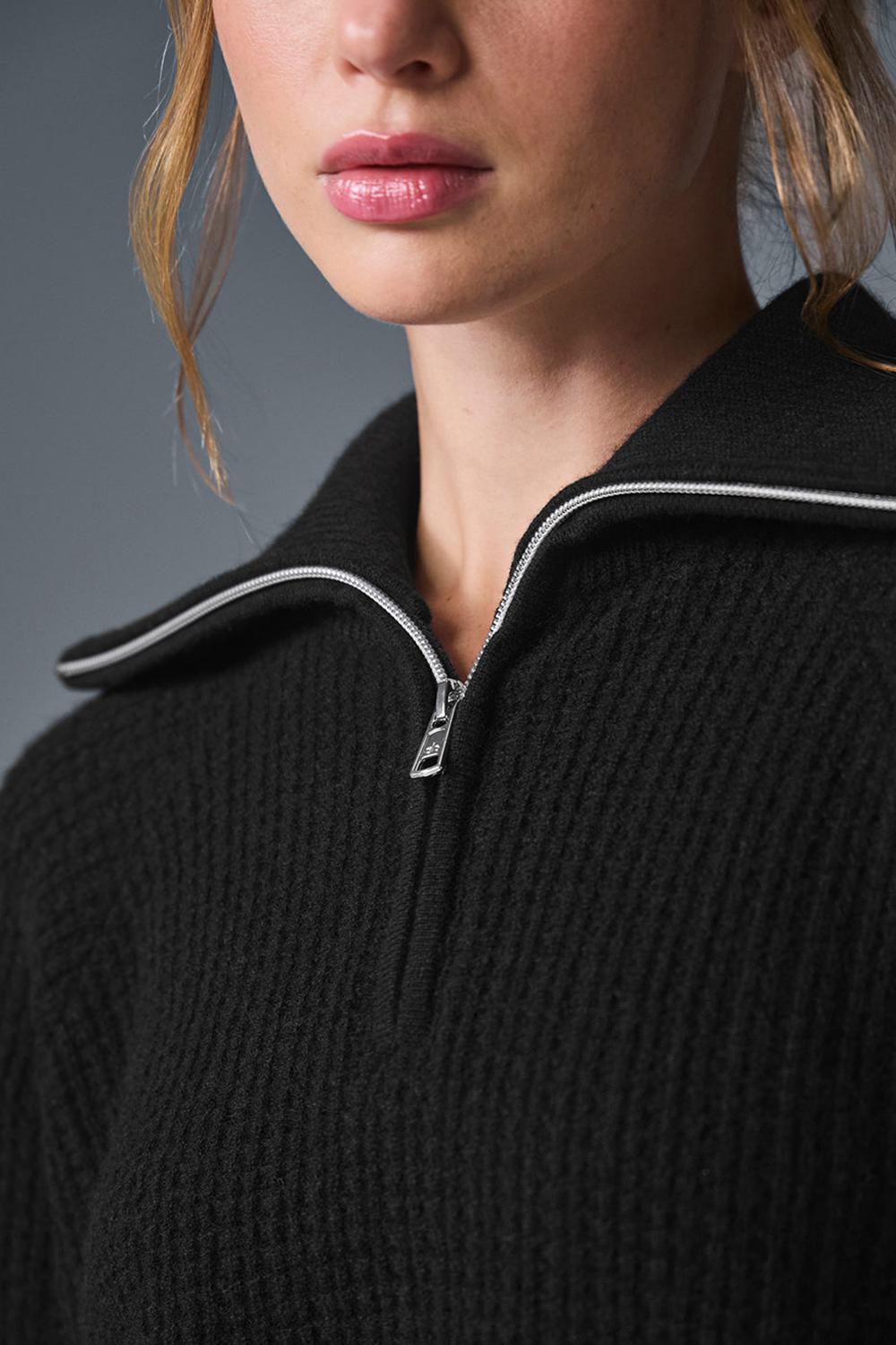 Alo Yoga Cashmere Plush Waffle 1/4 Zip Donna Pullover Nere | Italia  KAY-257391