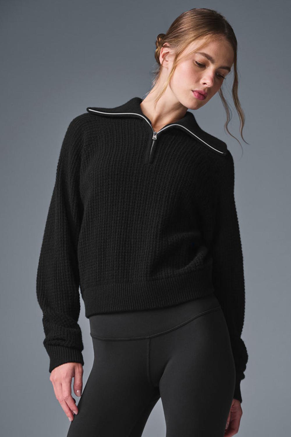Alo Yoga Cashmere Plush Waffle 1/4 Zip Donna Pullover Nere | Italia  KAY-257391