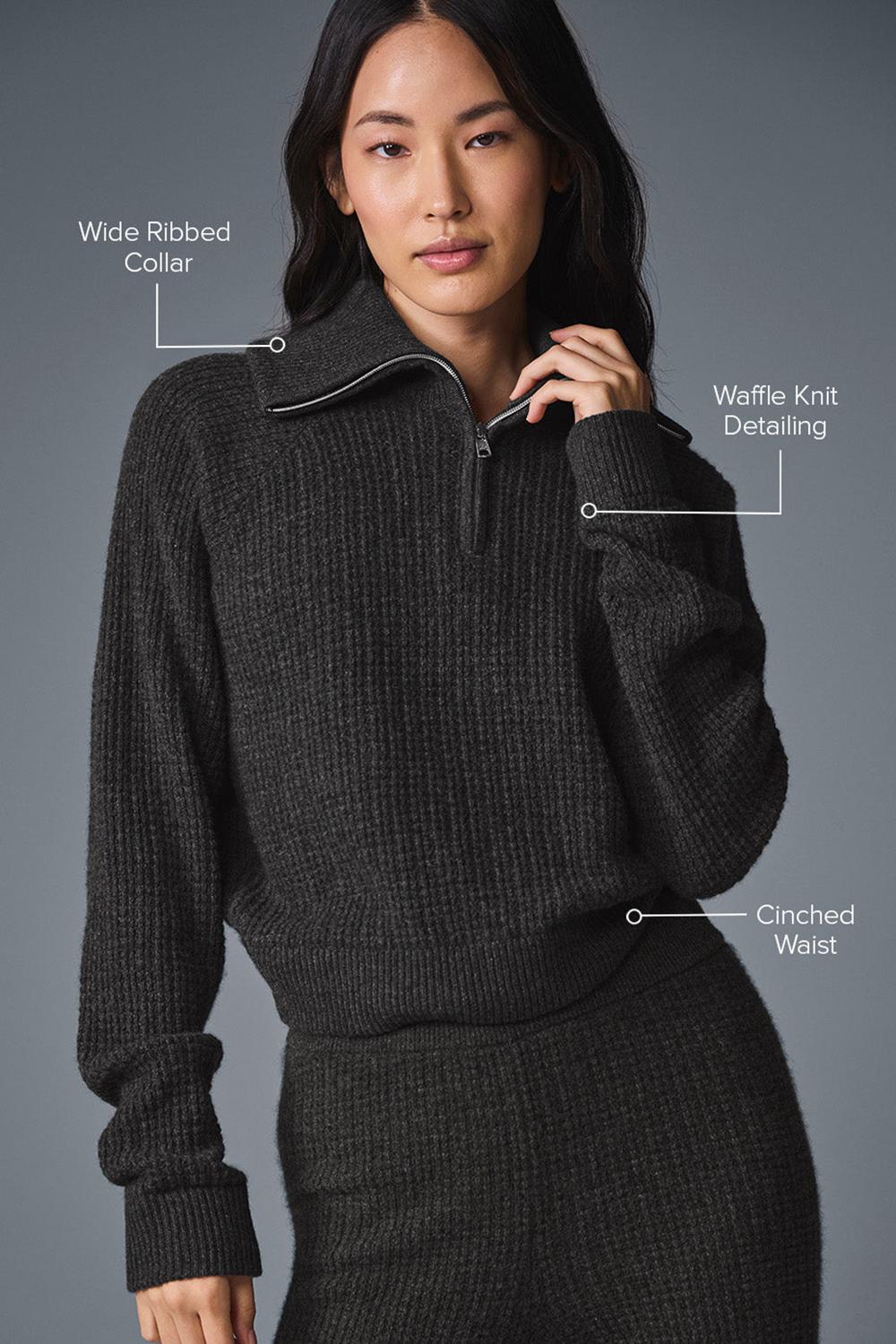 Alo Yoga Cashmere Plush Waffle 1/4 Zip Donna Pullover Corallo Grigie | Italia  LHW-078953