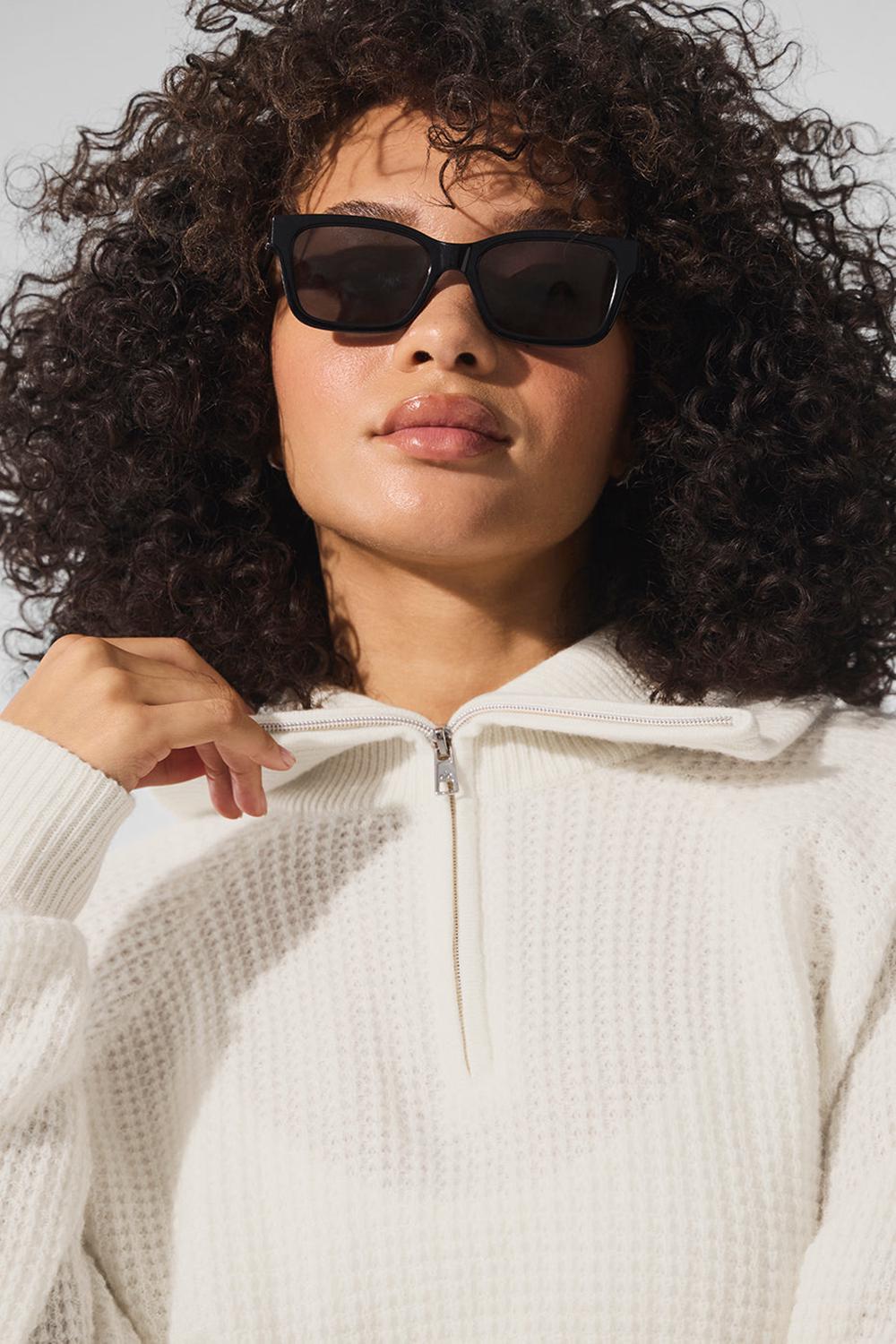 Alo Yoga Cashmere Plush Waffle 1/4 Zip Donna Pullover Ivory | Italia  WDH-759340