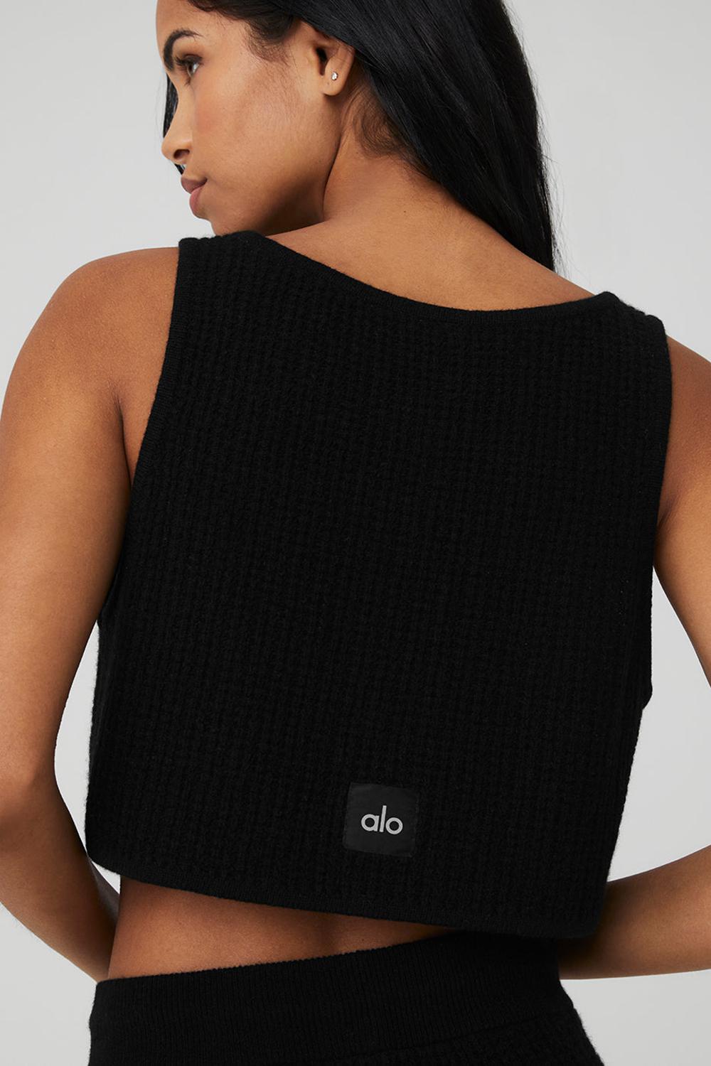 Alo Yoga Cashmere Plush Waffle Cropped Donna Tank Nere | Italia  VJS-509173